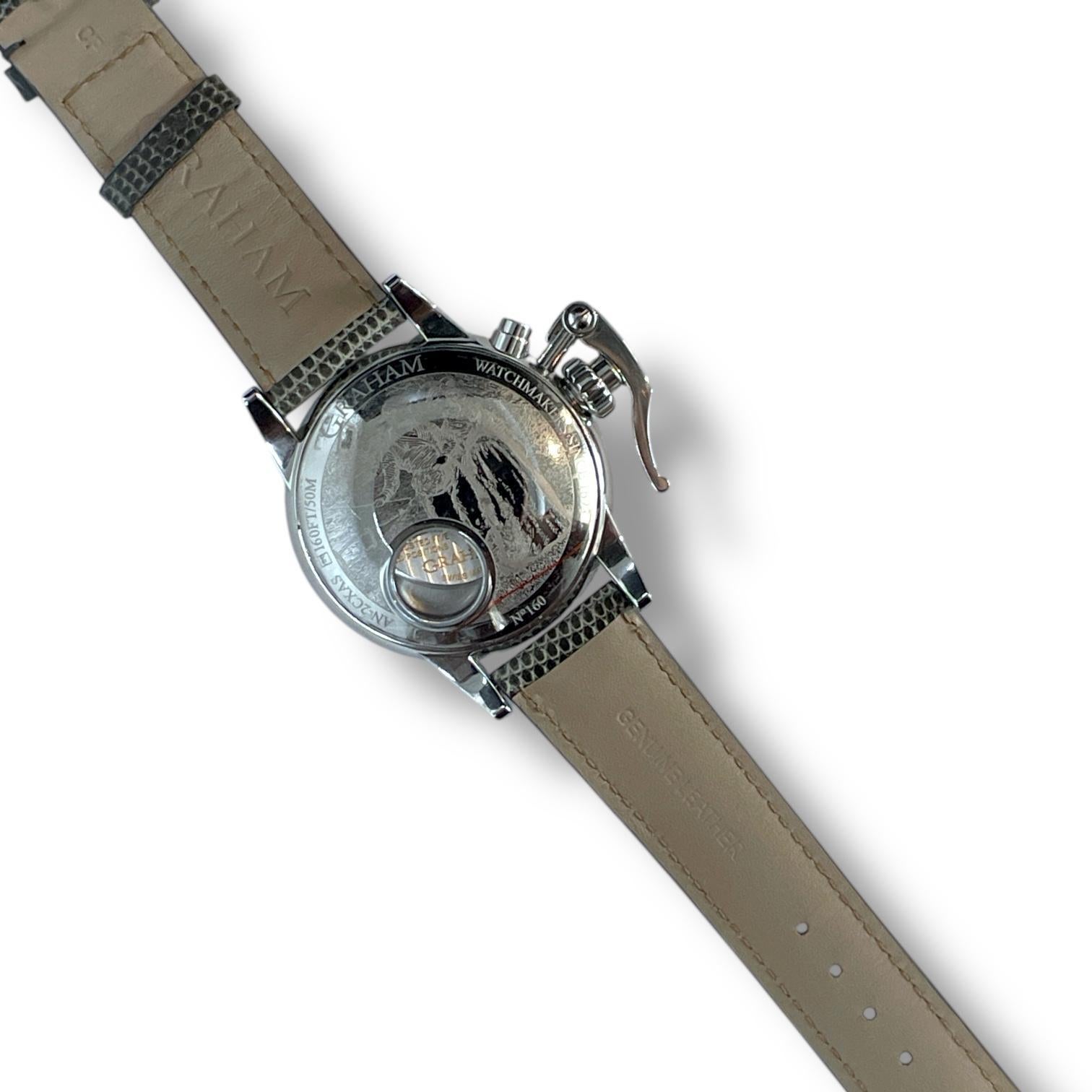 Graham Chronofighter 1695 Romantic stainless steel watch with Leather Belt For Sale 3