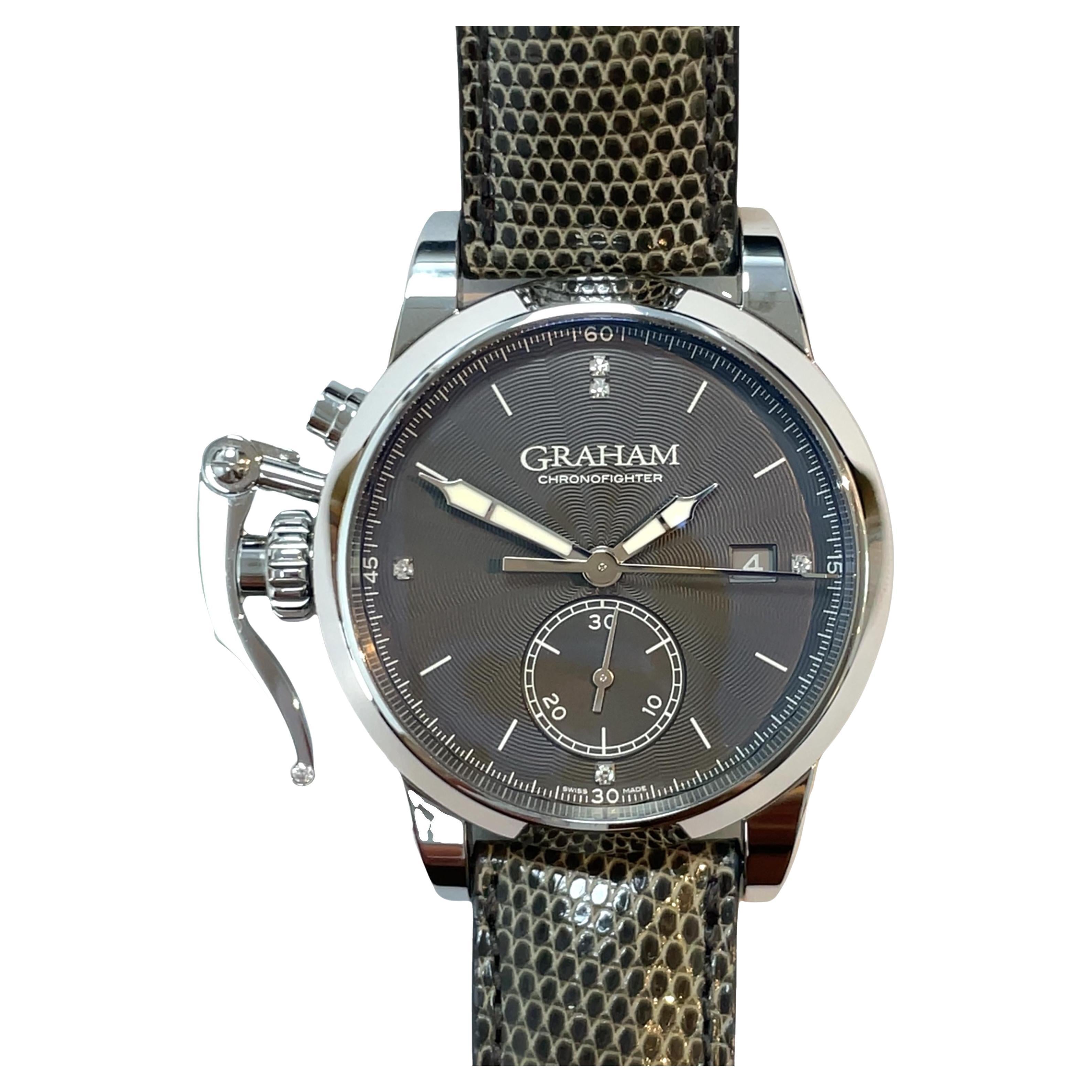 Graham Chronofighter 1695 Romantic stainless steel watch with Leather Belt