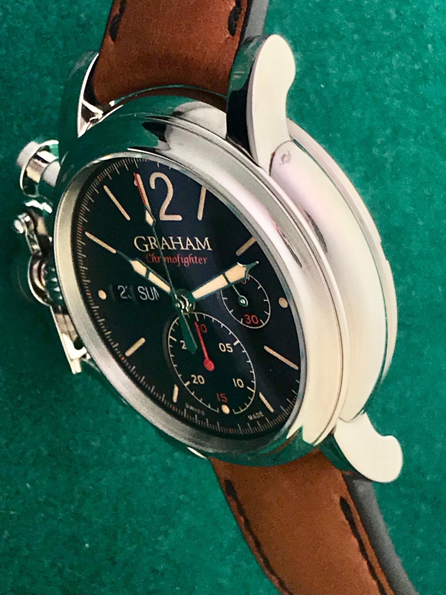 Graham Chronofighter Automatic Day and Date Stainless Steel Wristwatch Herren