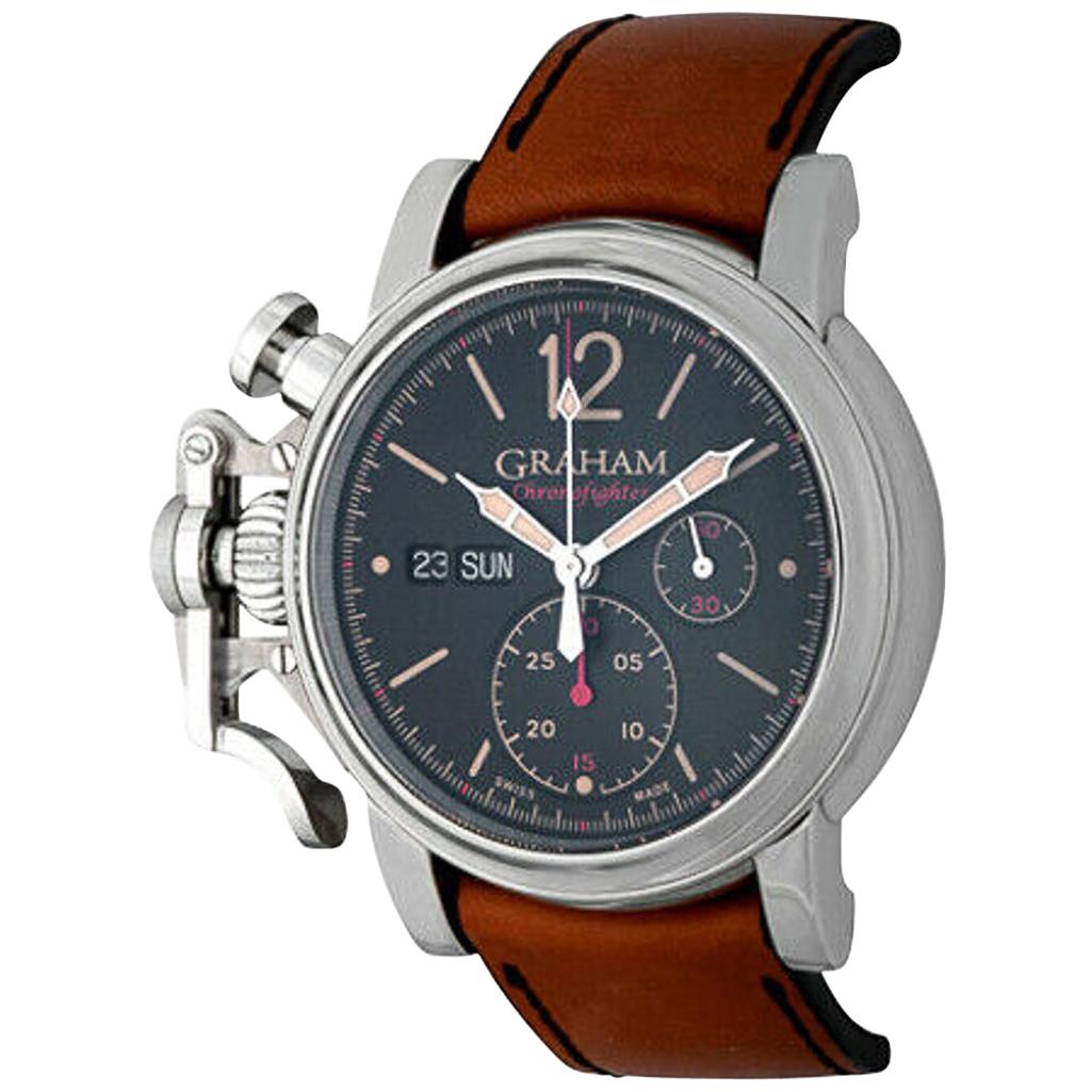 Graham Chronofighter Automatic Day and Date Stainless Steel Wristwatch