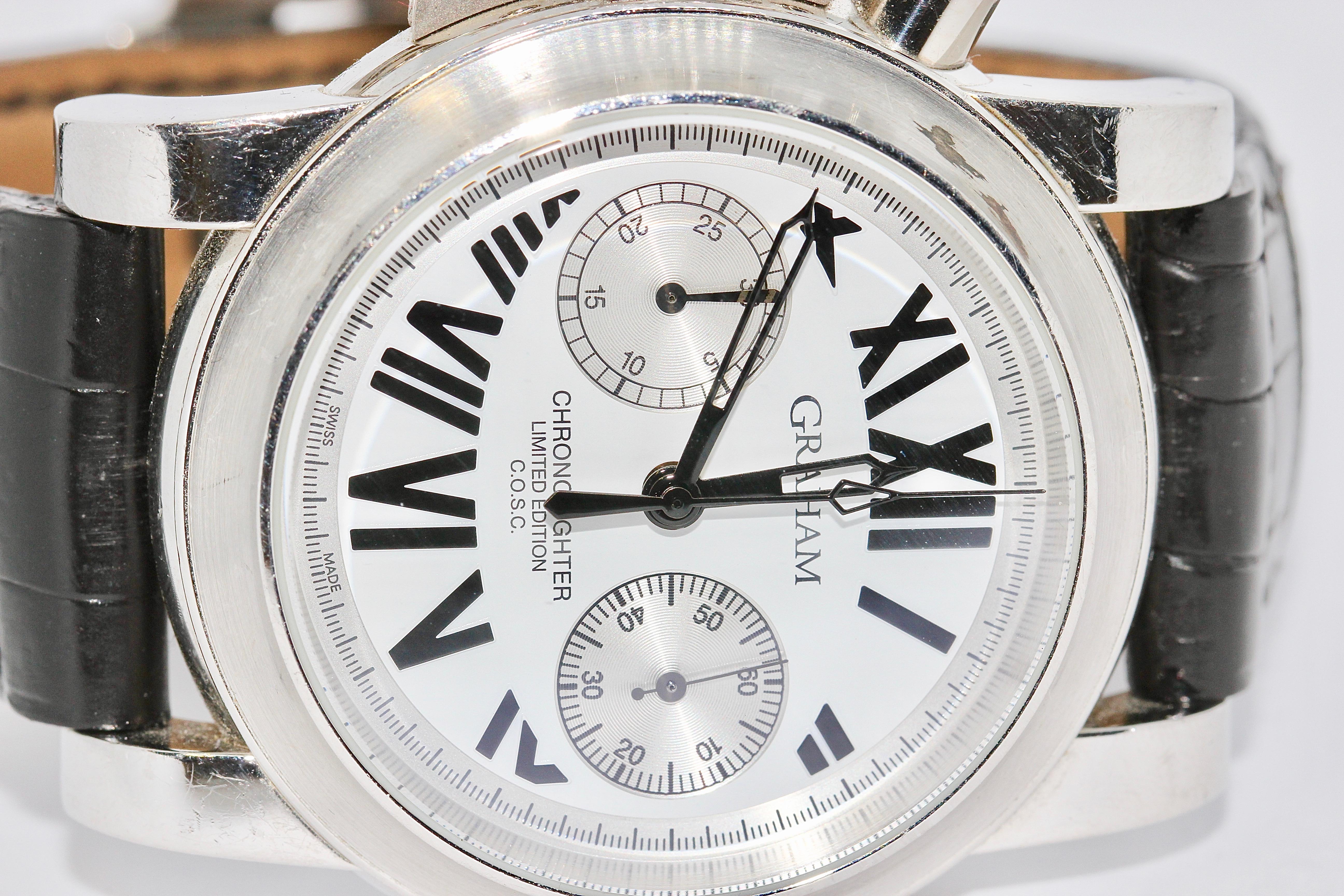 Graham Chronofighter Chronograph Platinum Limited, One of 50, Automatic In Fair Condition For Sale In Berlin, DE