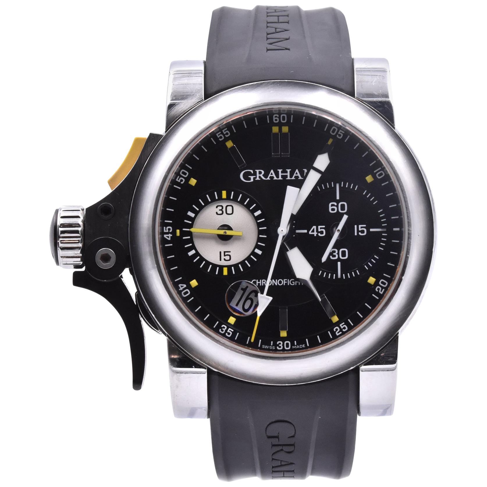 Graham Chronofighter Stainless Steel RAC Trigger Black Rush Watch Ref. 2TRAS