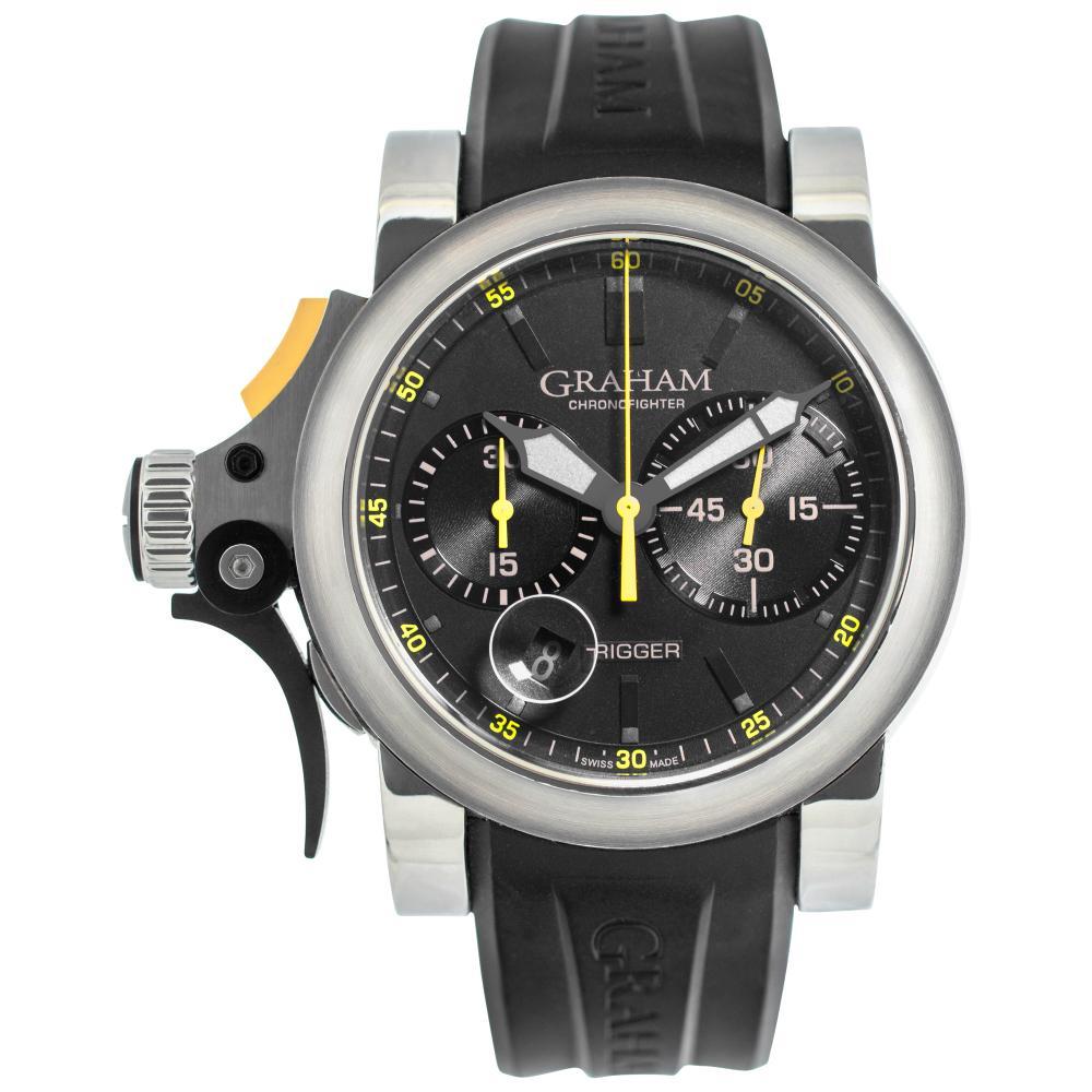 Graham Chronofighter Trigger 2TRAS Stainless Steel w/ Black dial 46mm Automatic For Sale