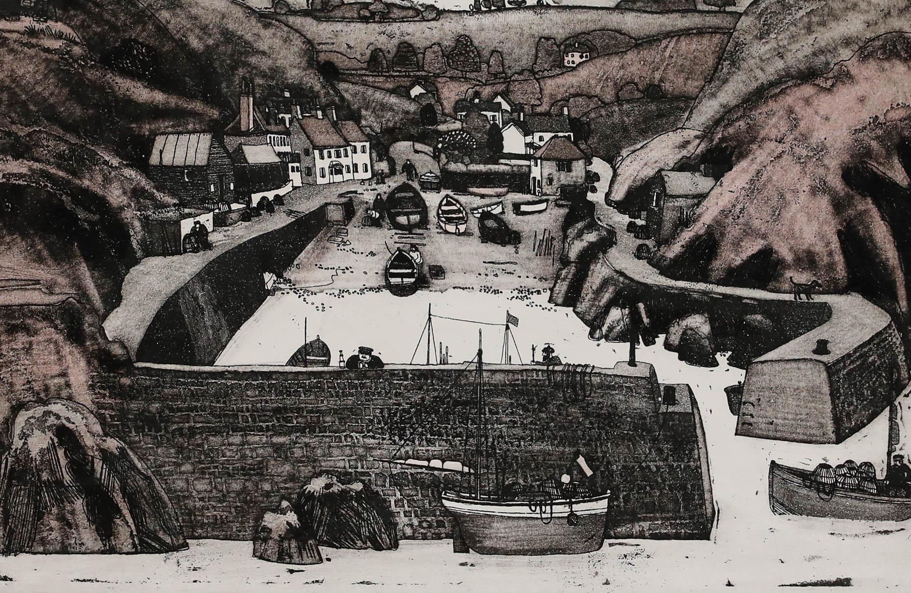 Graham Clarke (nato nel 1941) - Acquaforte del 20° secolo, Mullion Cove in vendita 1