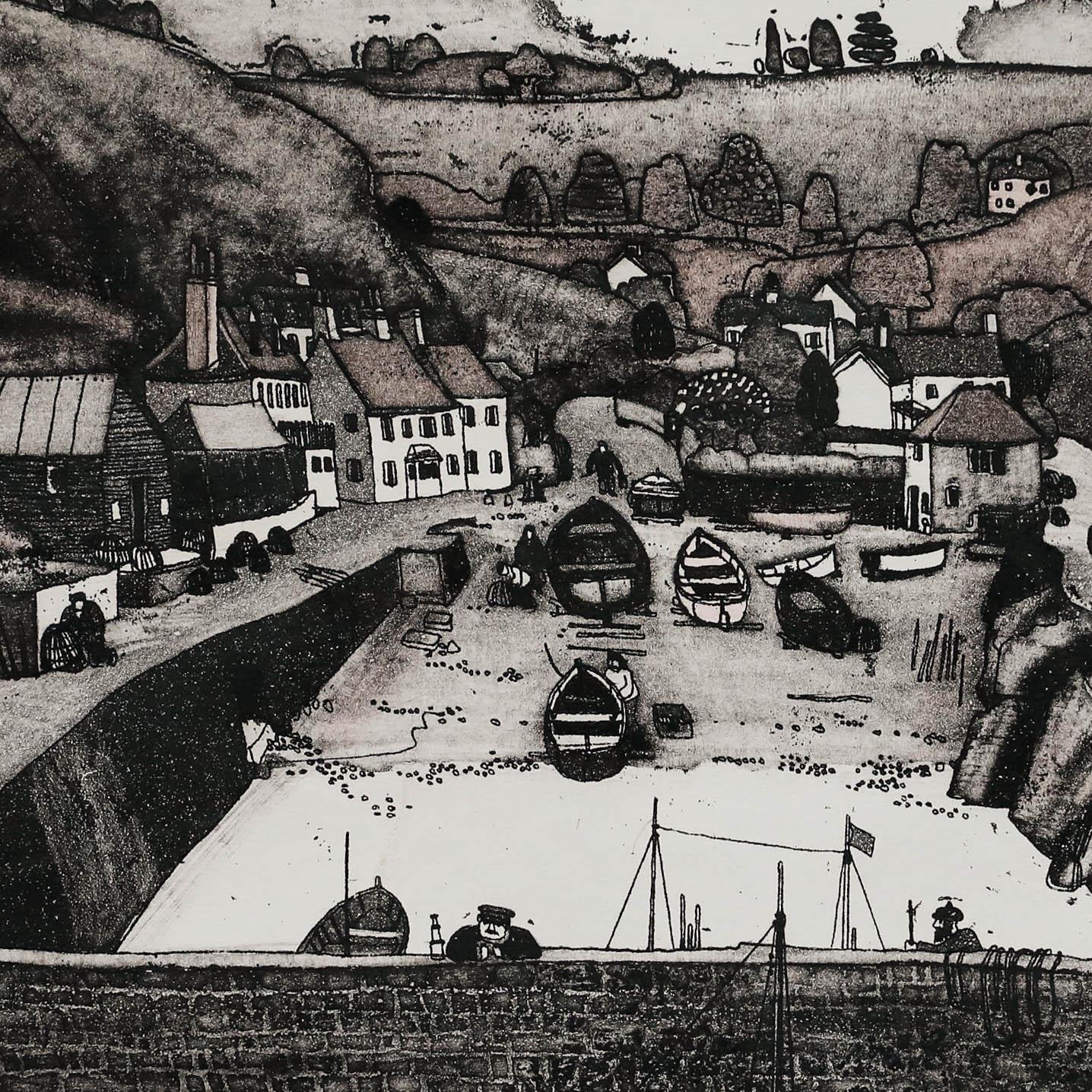 Graham Clarke (nato nel 1941) - Acquaforte del 20° secolo, Mullion Cove in vendita 3