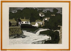 Graham Clarke - Framed 20th Century Linoprint, Helford