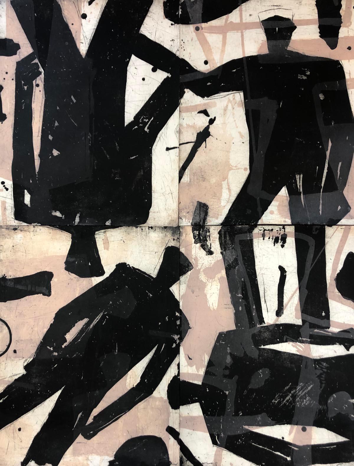 Portrait Print di Graham Fransella - Quattro figure, Stampa d'arte, Figure, Moderno, Contemporaneo
