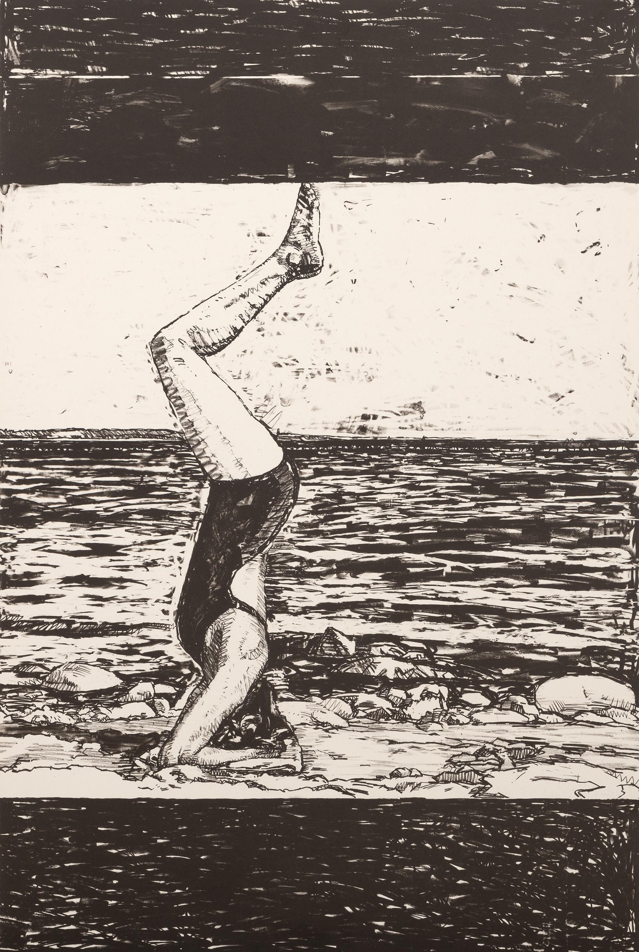  Graham Nickson, Brite (1946 - ) -  Badende (Schwarzweiß), Jahr: 1981, Medium: Siebdruck, Größe: 76,2 x 55,88 cm (30 x 22 in.)
