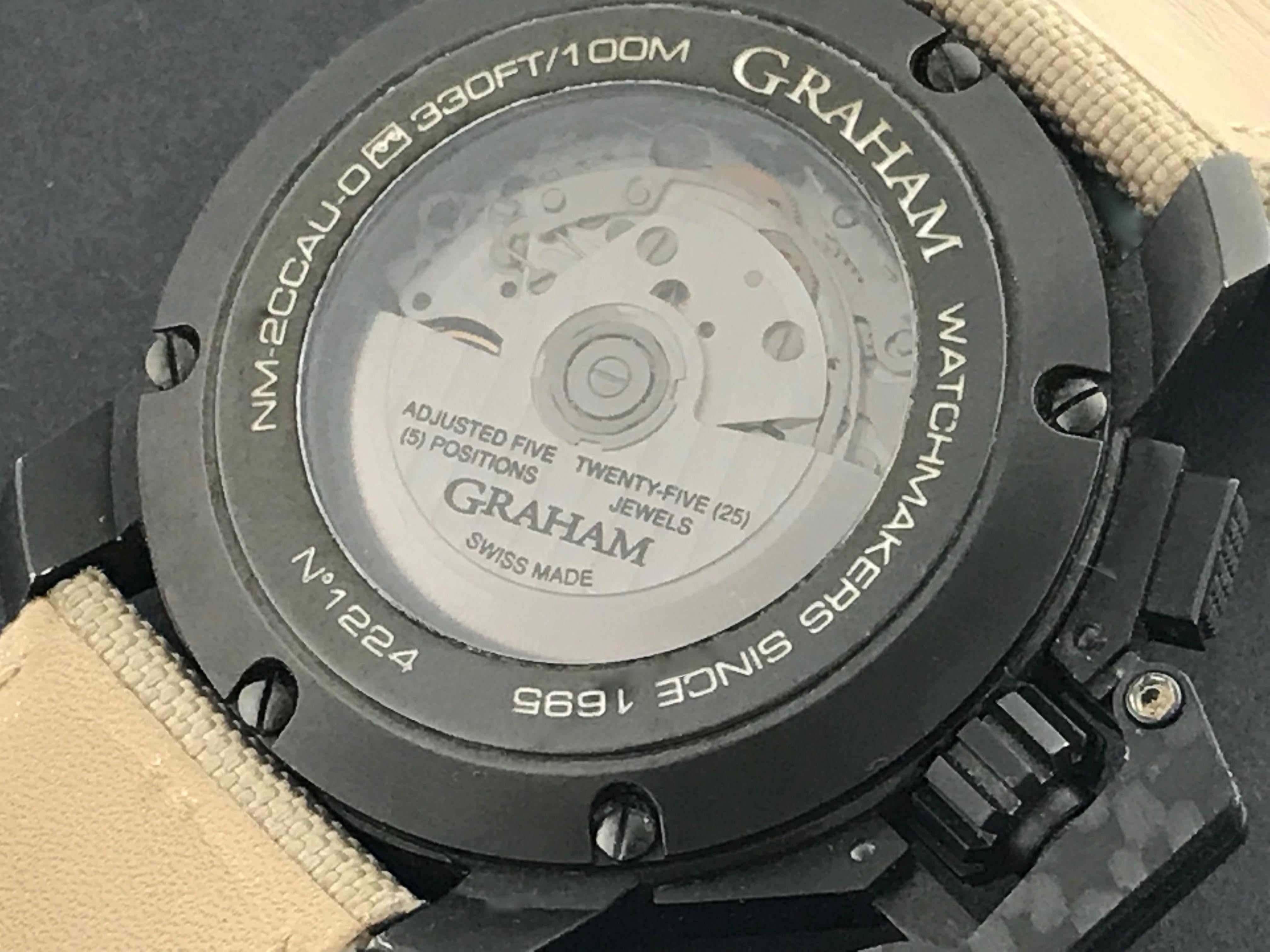 Contemporary Graham Stainless Steel Ceramic Chronofighter Automatic Wristwatch   For Sale