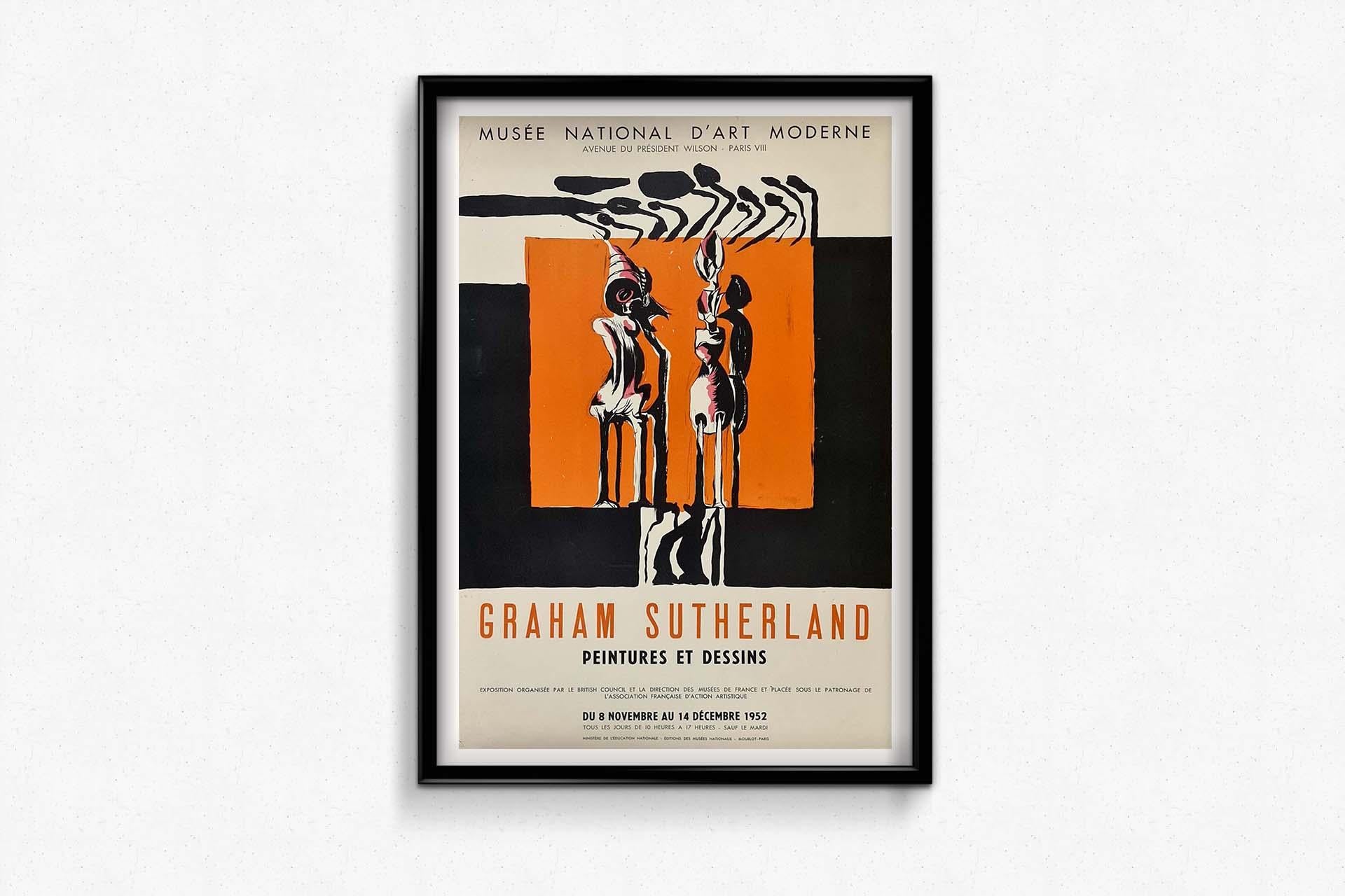 1952 exhibition poster of Graham Sutherland at the Musée National d'Art Moderne For Sale 2