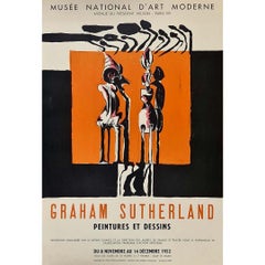 Vintage 1952 exhibition poster of Graham Sutherland at the Musée National d'Art Moderne