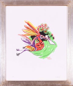 3 de 50 lithographies signées de l'artiste Modern British Graham Sutherland représentant une cigogne.