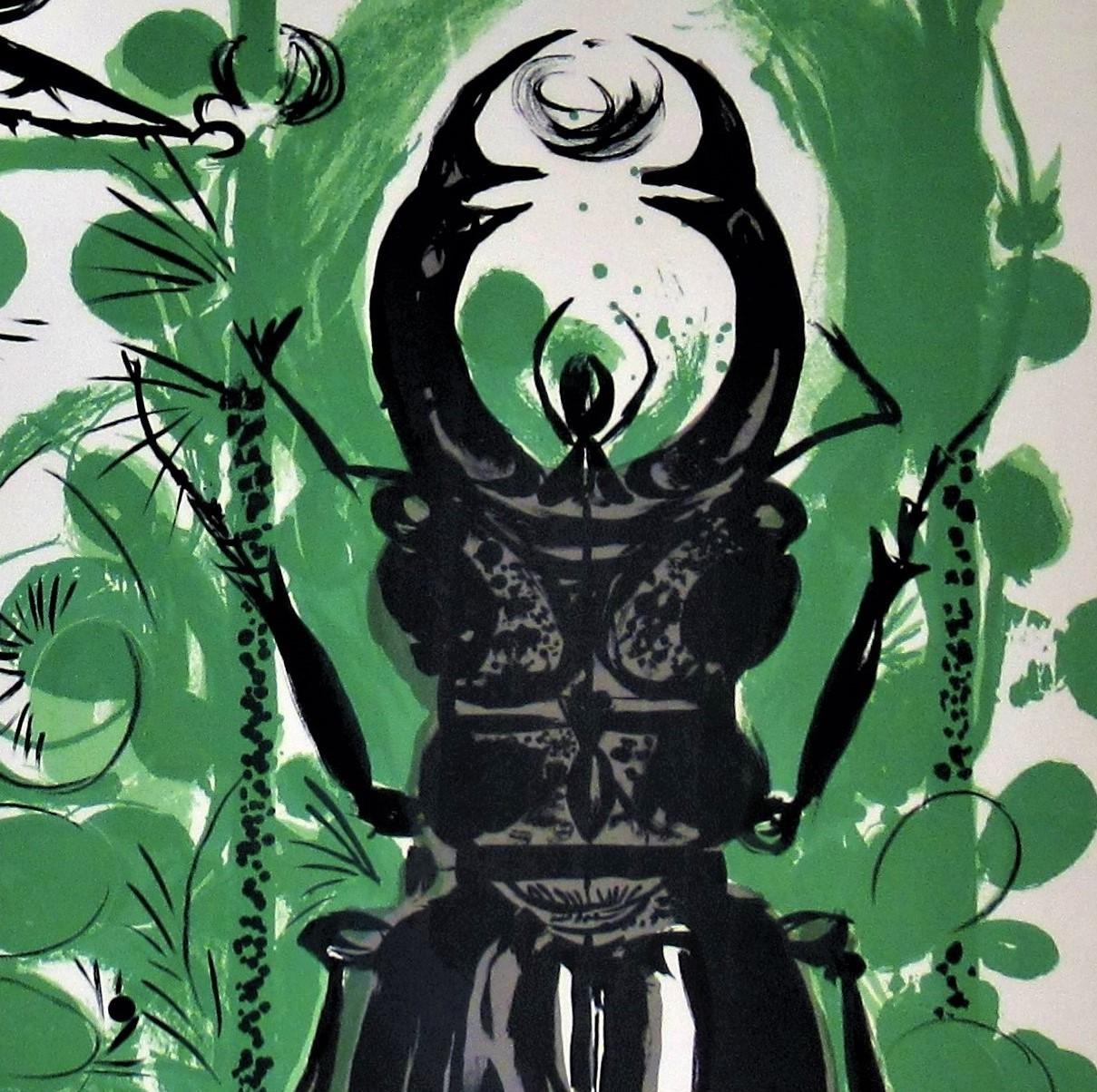 Beetles II (avec lampe électrique) - Gris Animal Print par Graham Sutherland
