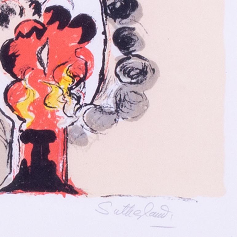 Graham Sutherland signed original lithograph 'Fossil with rock & flames' 1975 For Sale 4
