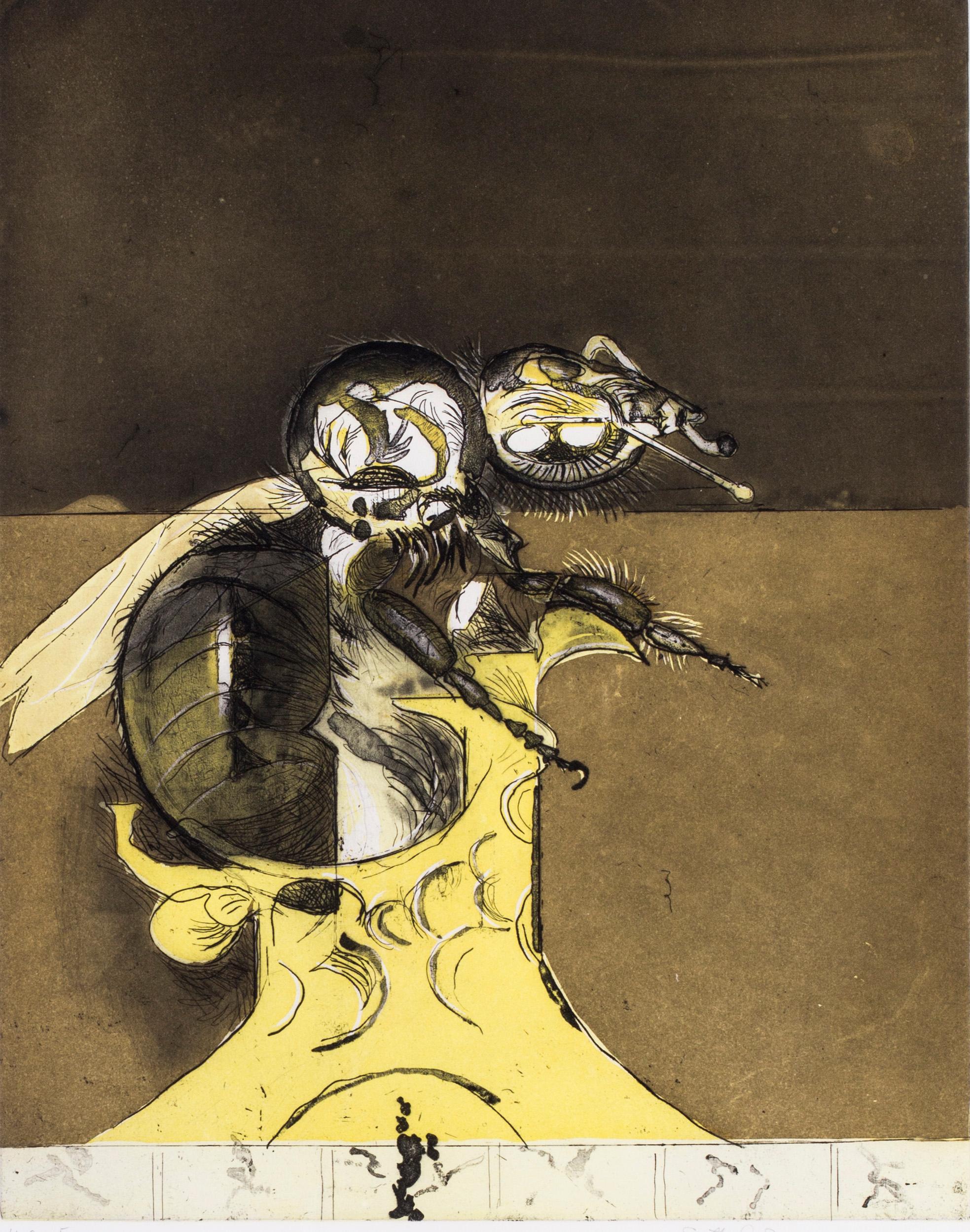 British, 20th century etching with acquaint by Graham Sutherland of a bee 2