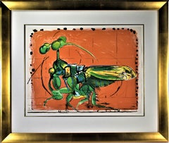 "Insecto, simulando semillas" Importante litografía en color.