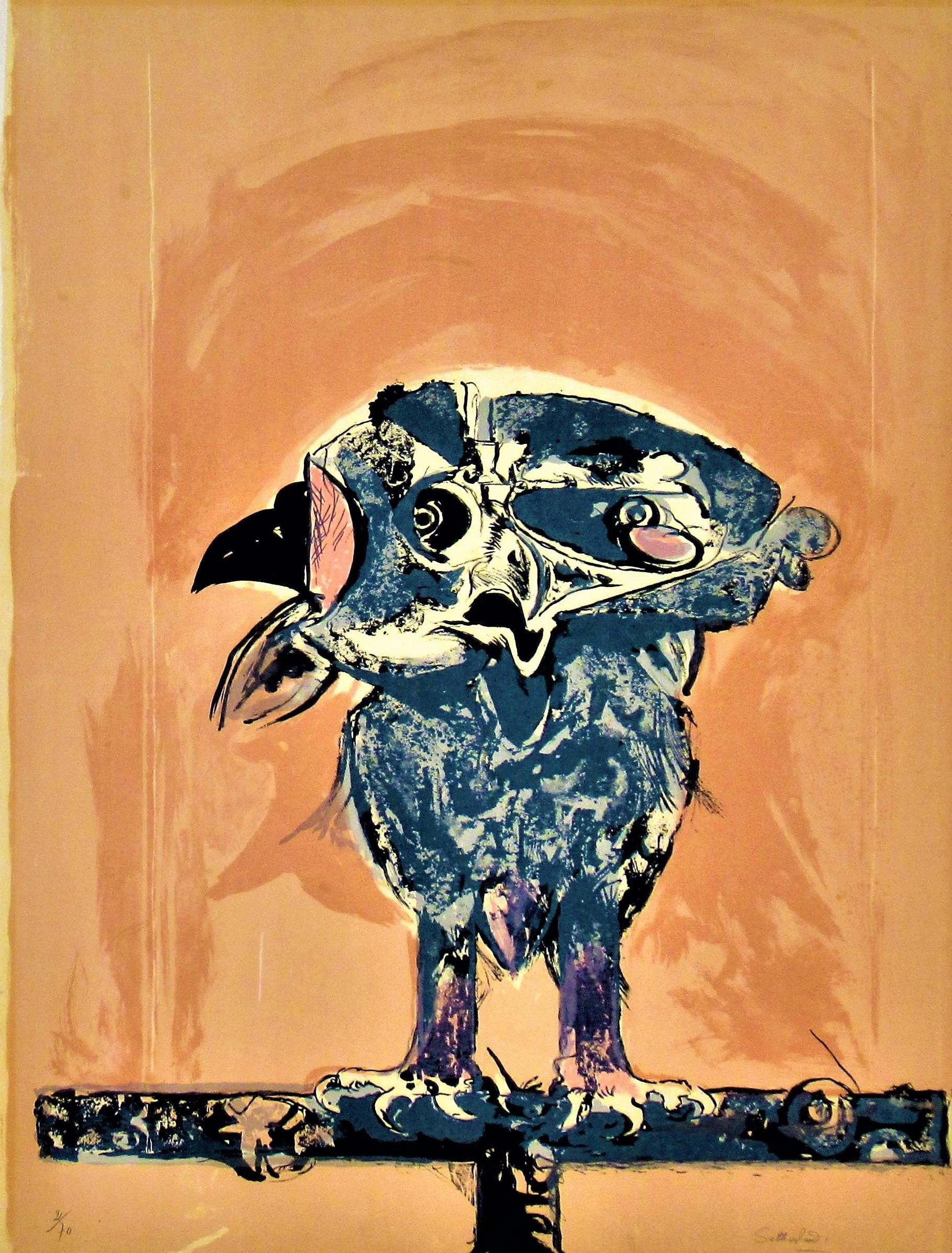Owl (Rose Ground) - Print by Graham Sutherland