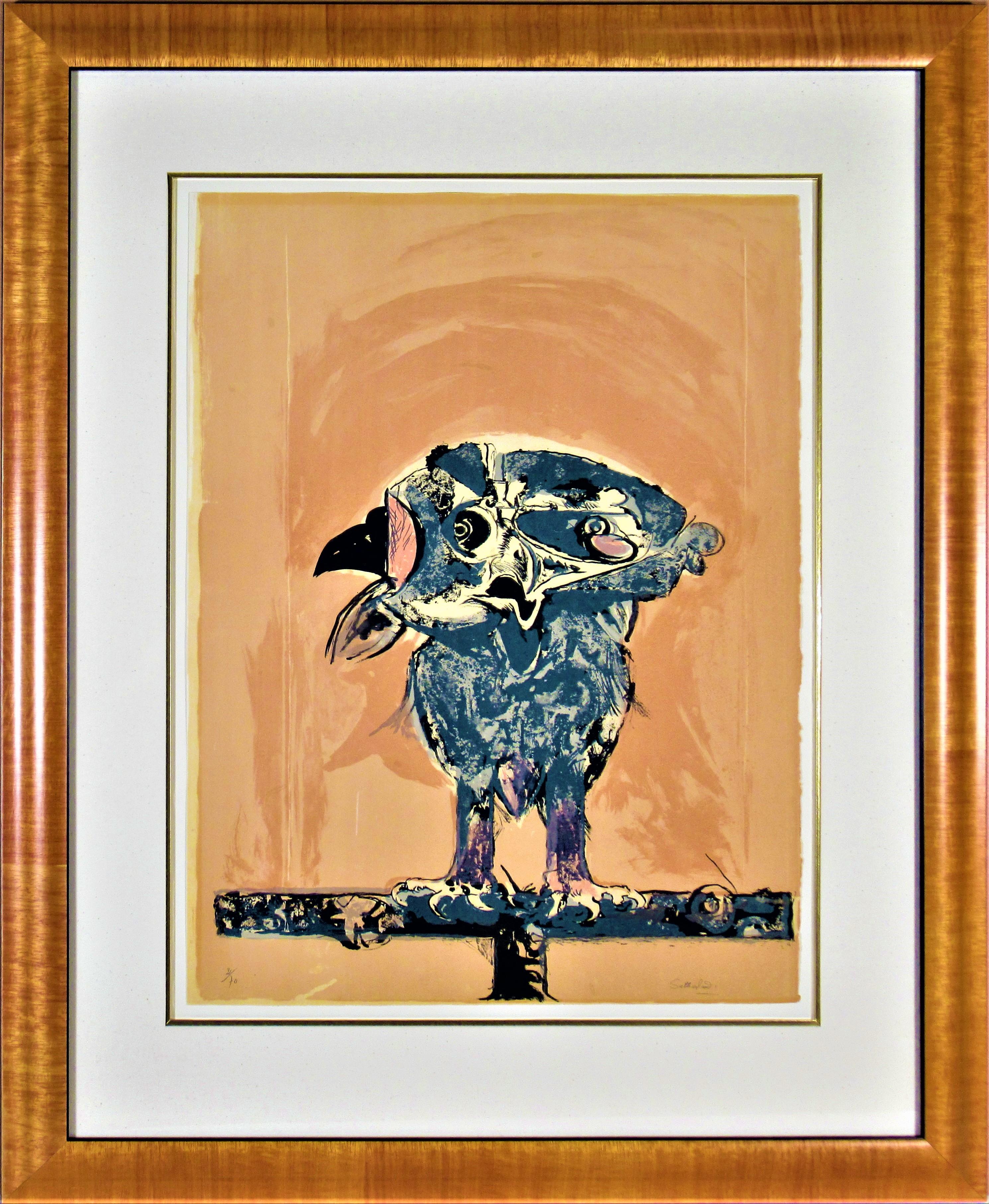 Graham Sutherland Animal Print - Owl (Rose Ground)