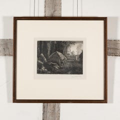 Pecken Wood, 1925 - Rural Landscape Etching, with Farming, Trees and Countryside