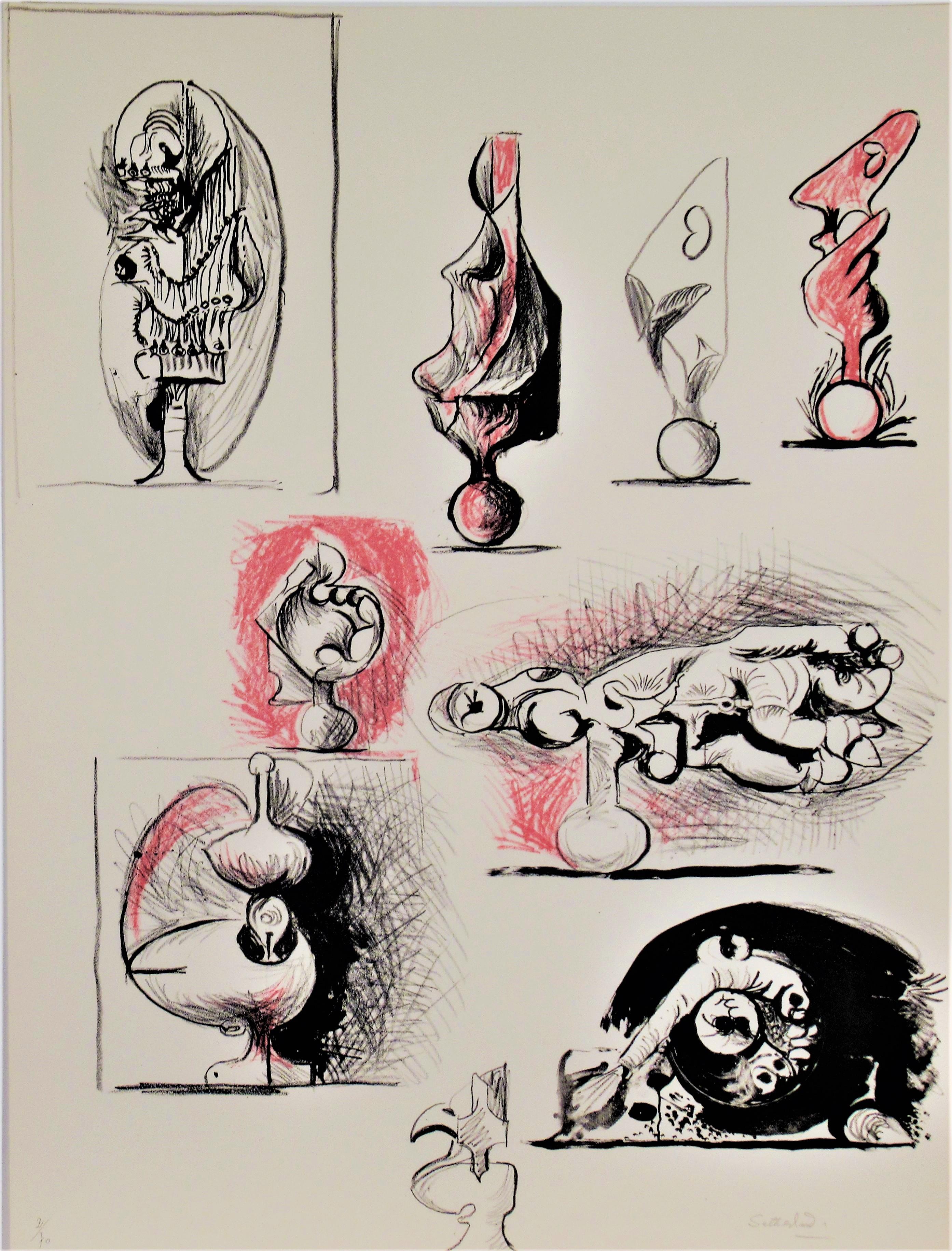 Graham Sutherland Animal Print - "Sheet of Studies" from the suite "Bestiary and some Correspondences" 