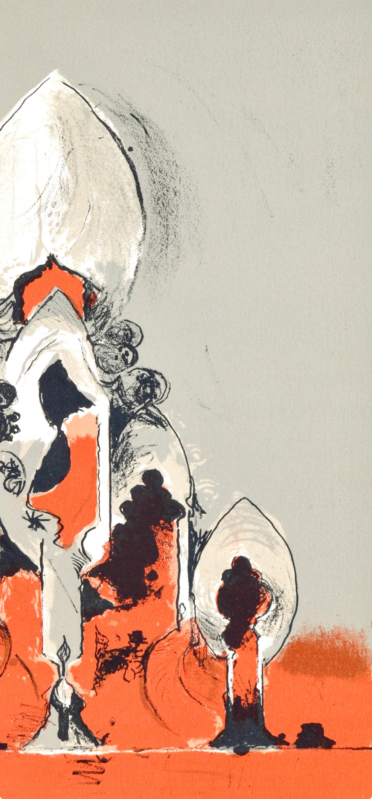 La cathédrale I (Tassi 160), San Lazzaro et ses Amis, XXe siècle - Beige Abstract Print par Graham Sutherland