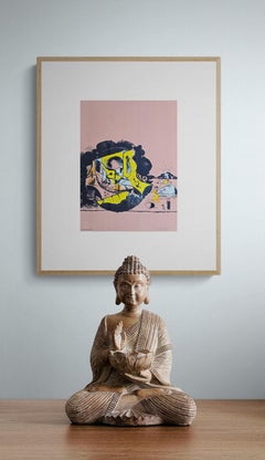 Untitled Composition I in Peach on Japanese Ozu Washi Paper (British Modernist)