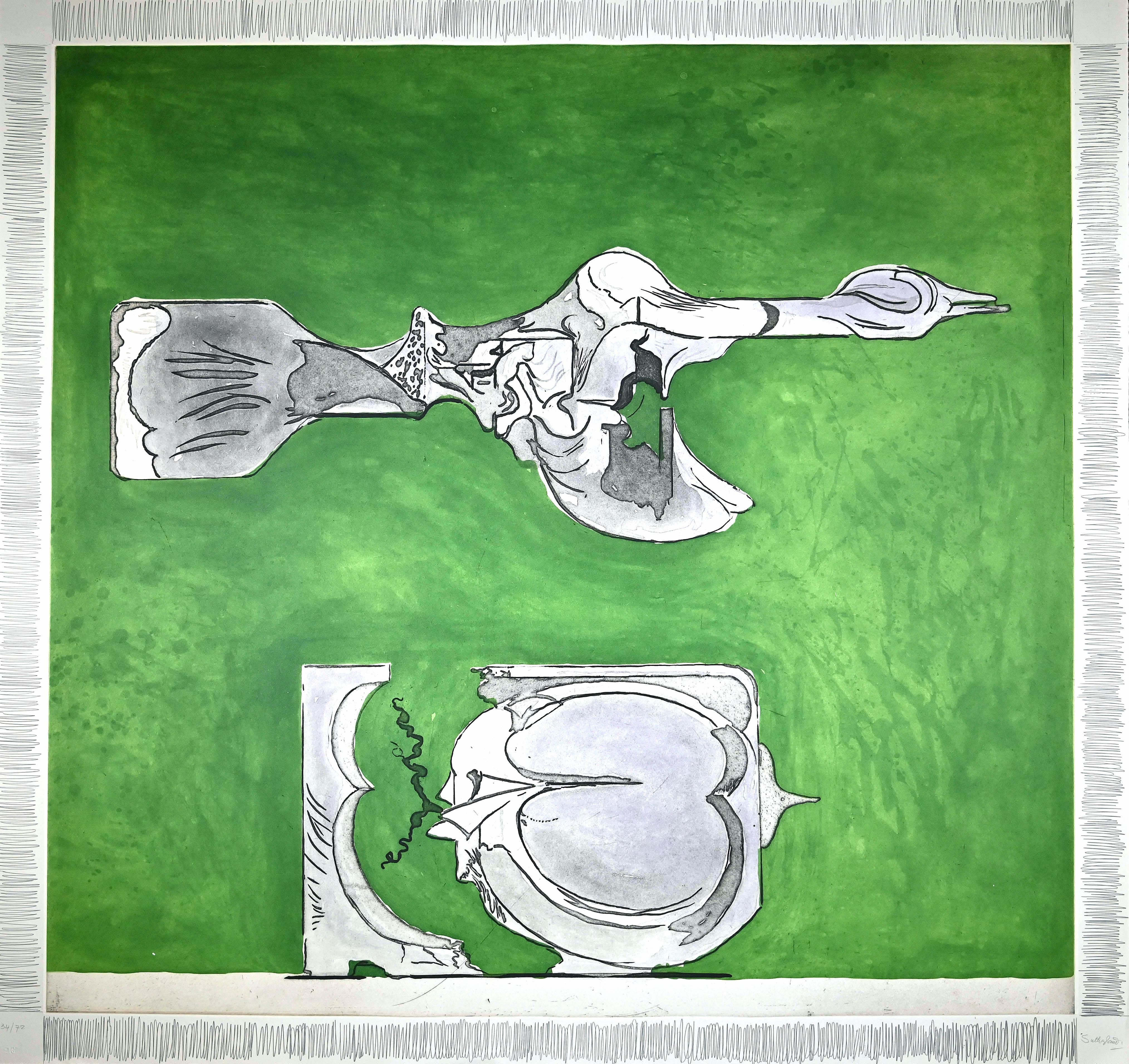 Untitled is an original Contemporary Artwork realized by Graham Sutherland (1903-1980) in 1974.

Original etching and aquatint on copper plate printed in 3 colors on Fabriano Rosaspina paper.

Hand-signed in pencil on the lower right corner: