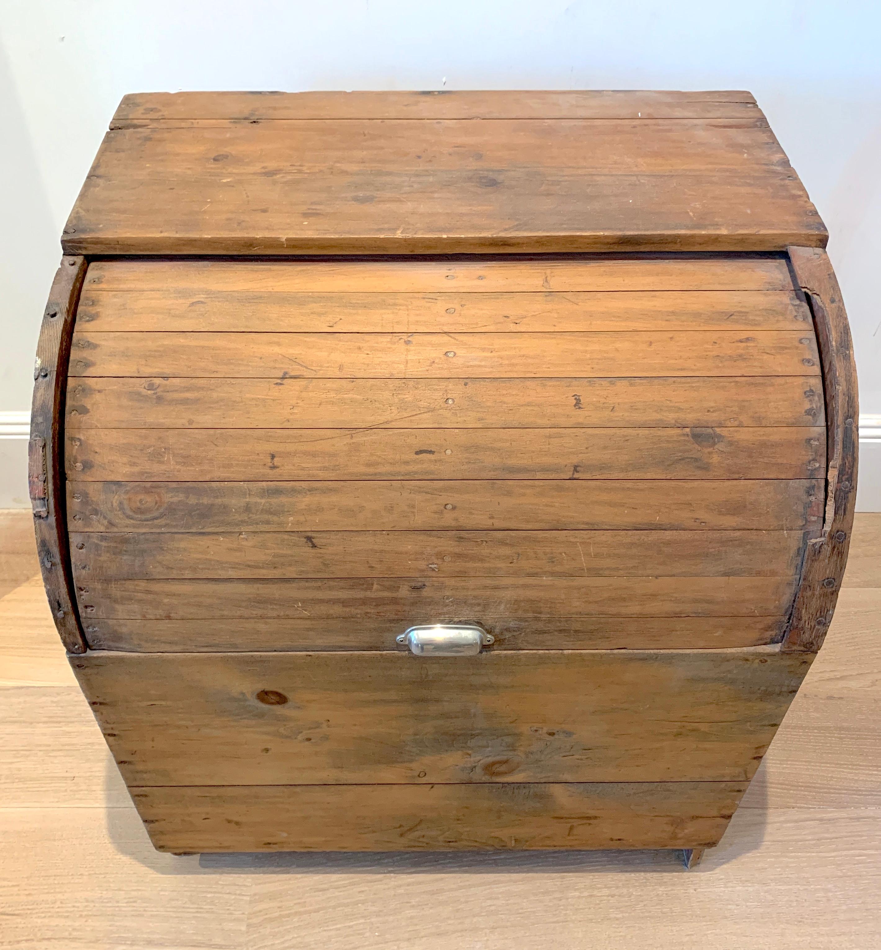 American Farmhouse Grain Bin Honey Brown Natural Matte Rustic Wood 1920s Vintage. Preserved with light sand-blast. A sturdy and functional piece that stands on it's own as Americana Art. Place in living room, hallway, bedroom or laundry room. Not