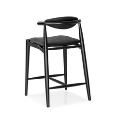 Black Matte Finish Counter Stool with Faux Leather Seat – Grain Collection