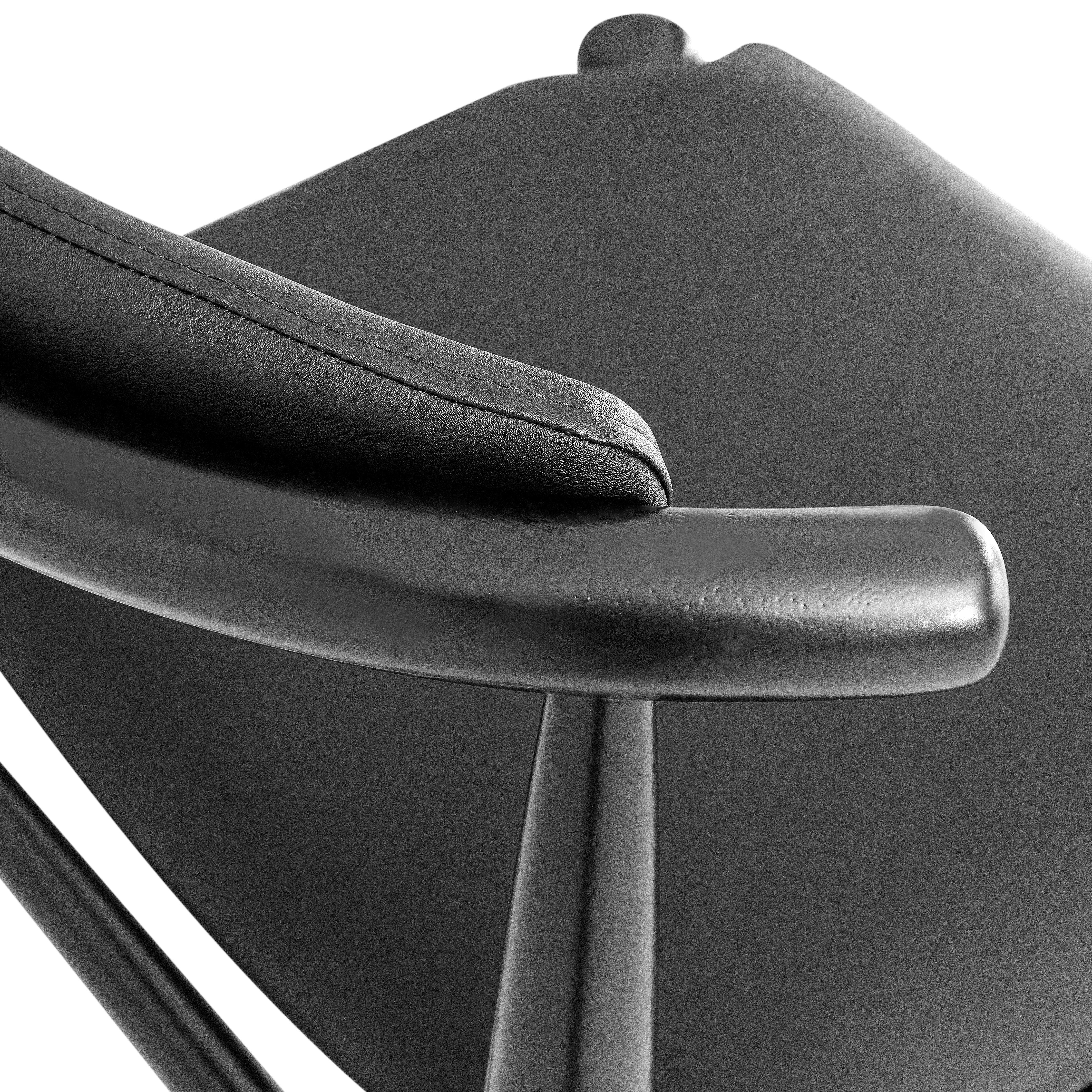 Black Matte Finish Counter Stool with Faux Leather Seat – Grain Collection In New Condition For Sale In Miami, FL