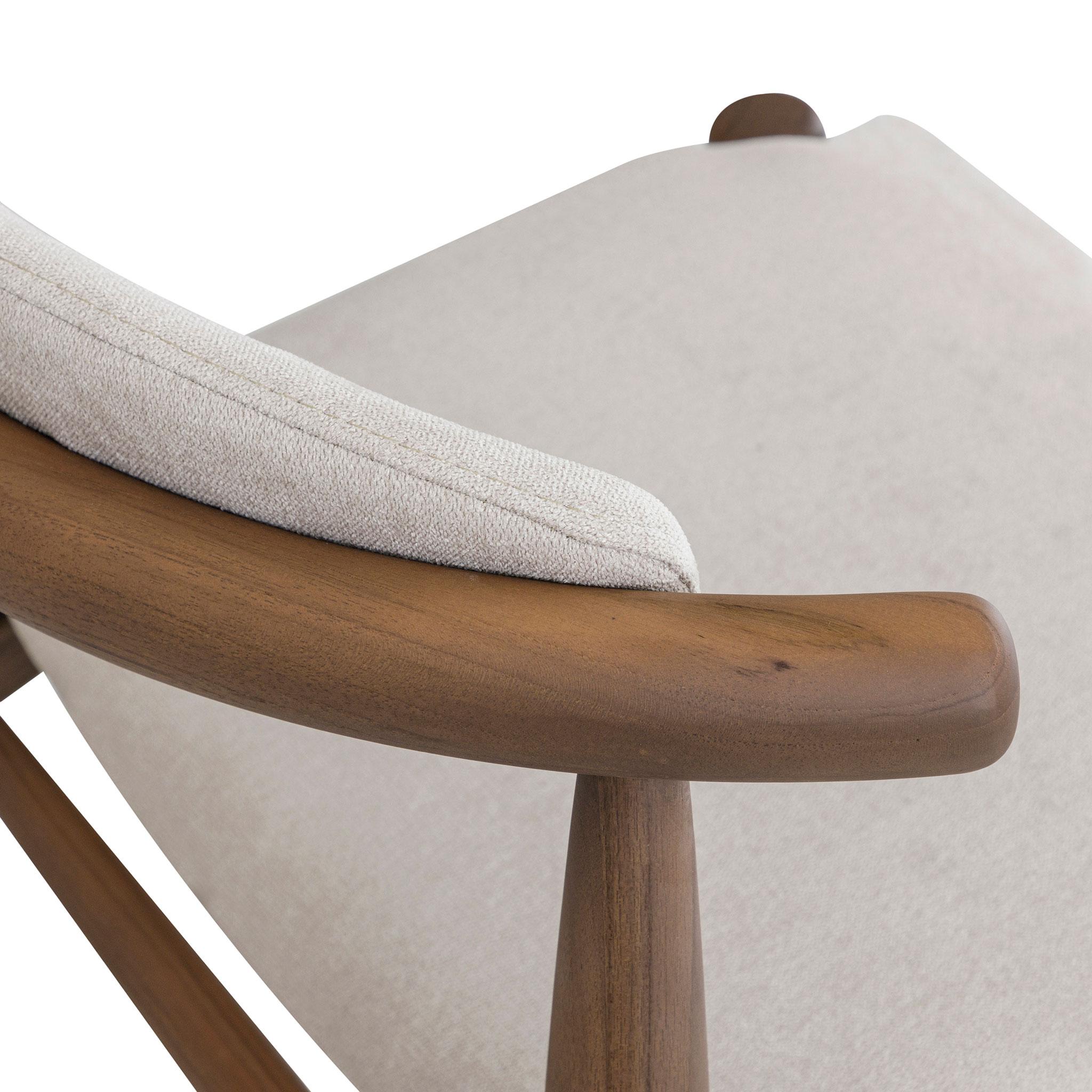 Counter Height Stool in Walnut Finish with Beige Fabric, Grain Collection For Sale 1