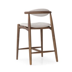 Counter Height Stool in Walnut Finish with Beige Fabric, Grain Collection