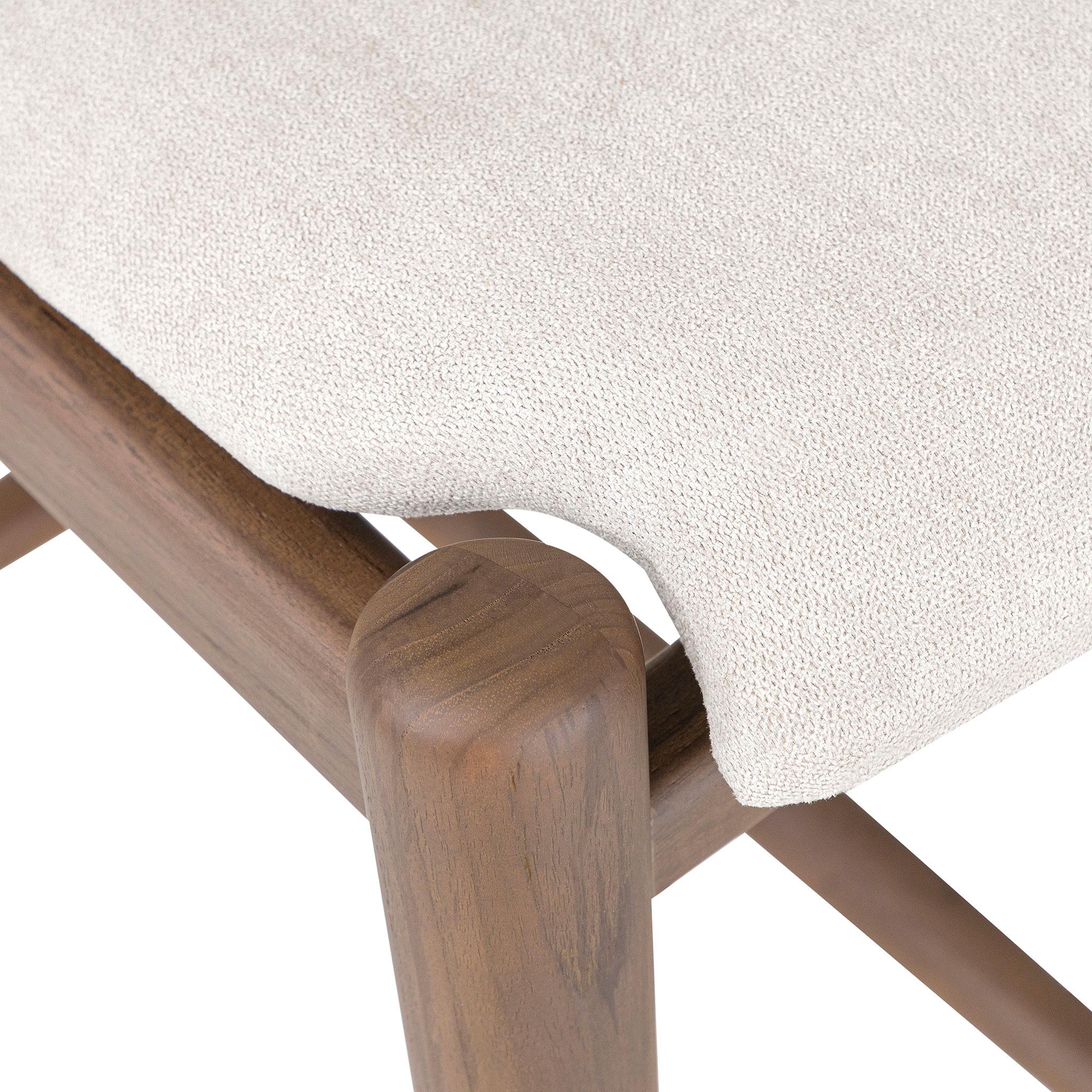 Stained Counter Height Stool in Walnut Finish with Beige Fabric, Grain Collection For Sale