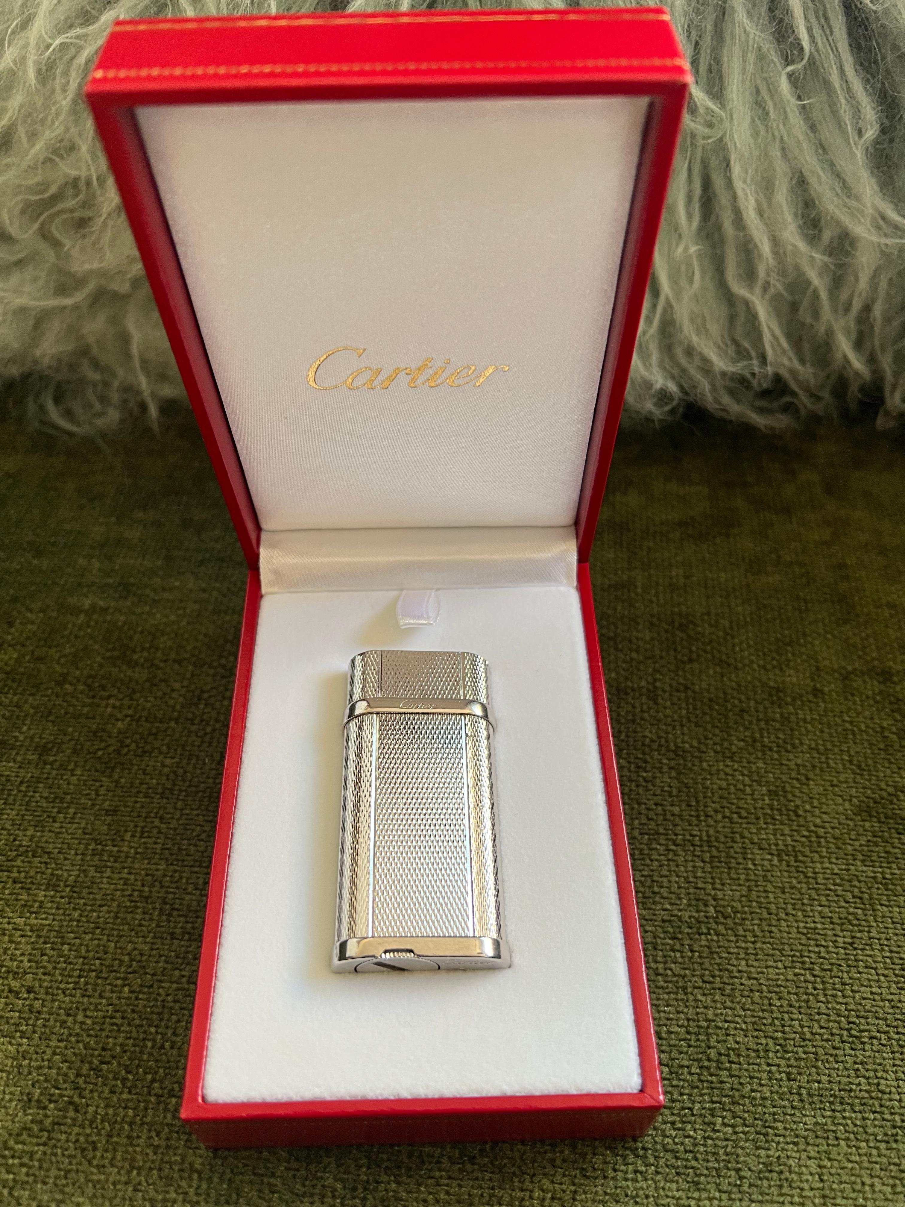 Le Must de Cartier Grain D'orge, Plata Platino Raro Encendedor Vintage 8