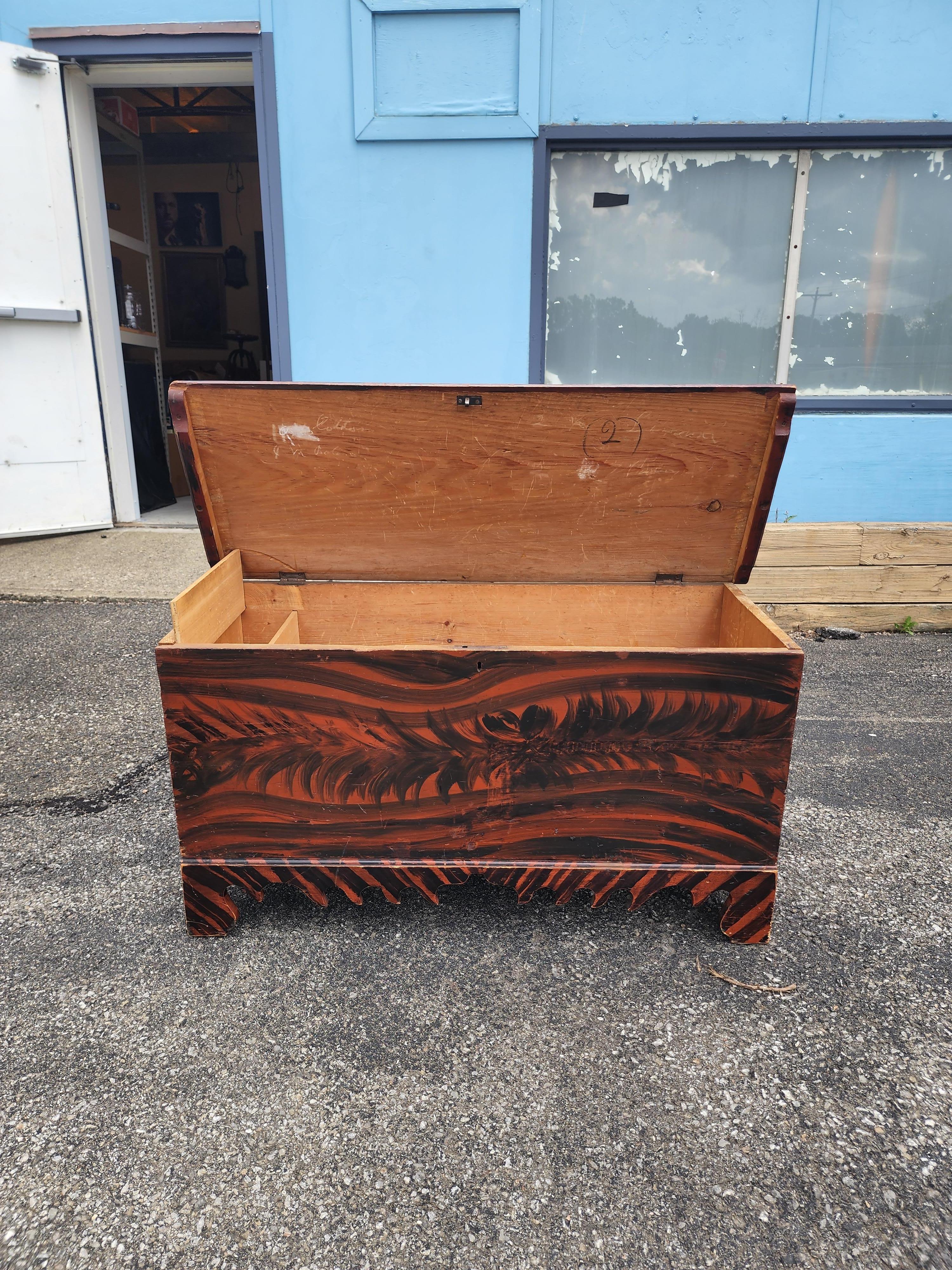 Grain Painted Blanket Chest American  For Sale 10
