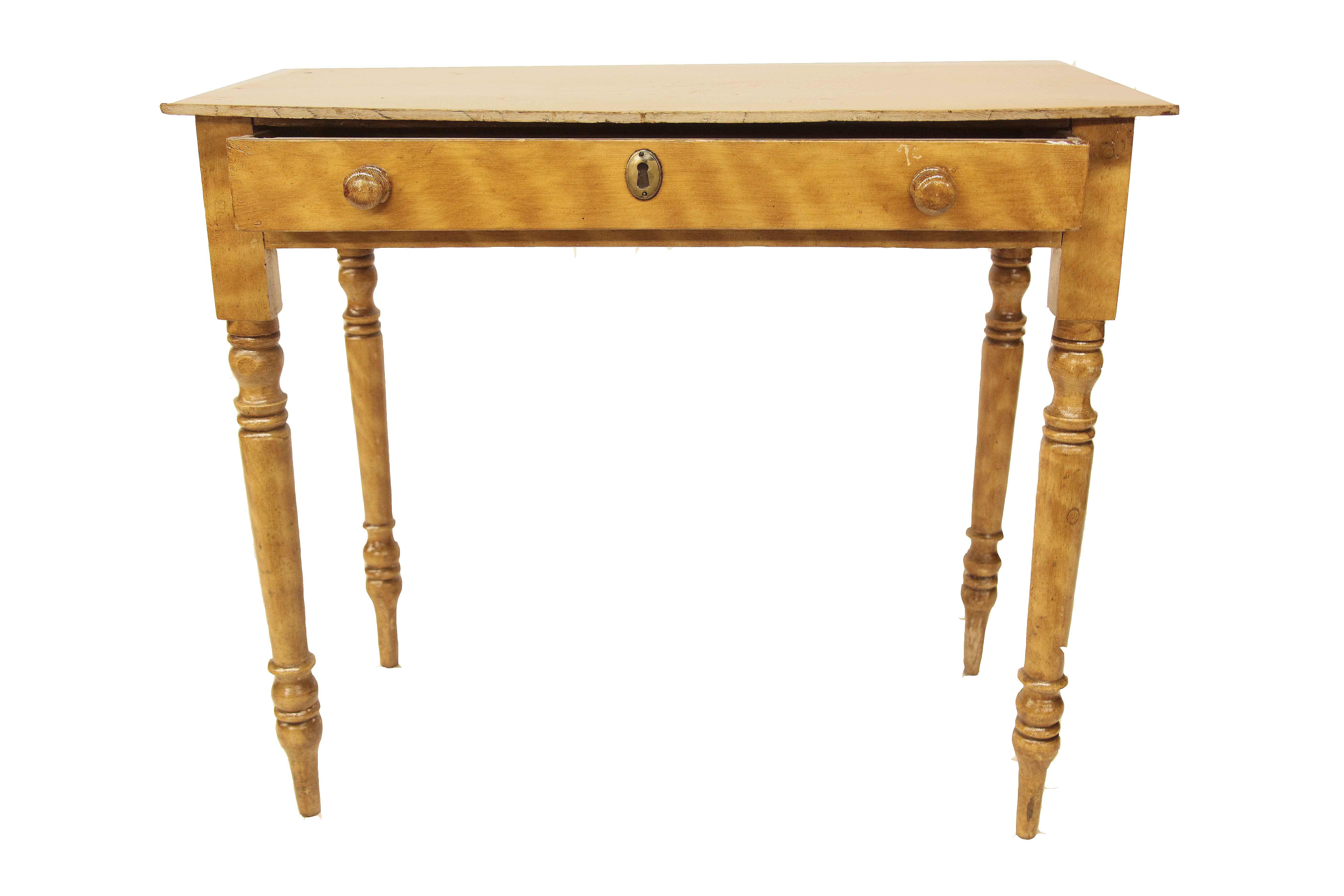 Pine Grain Painted Bow Front End Table For Sale