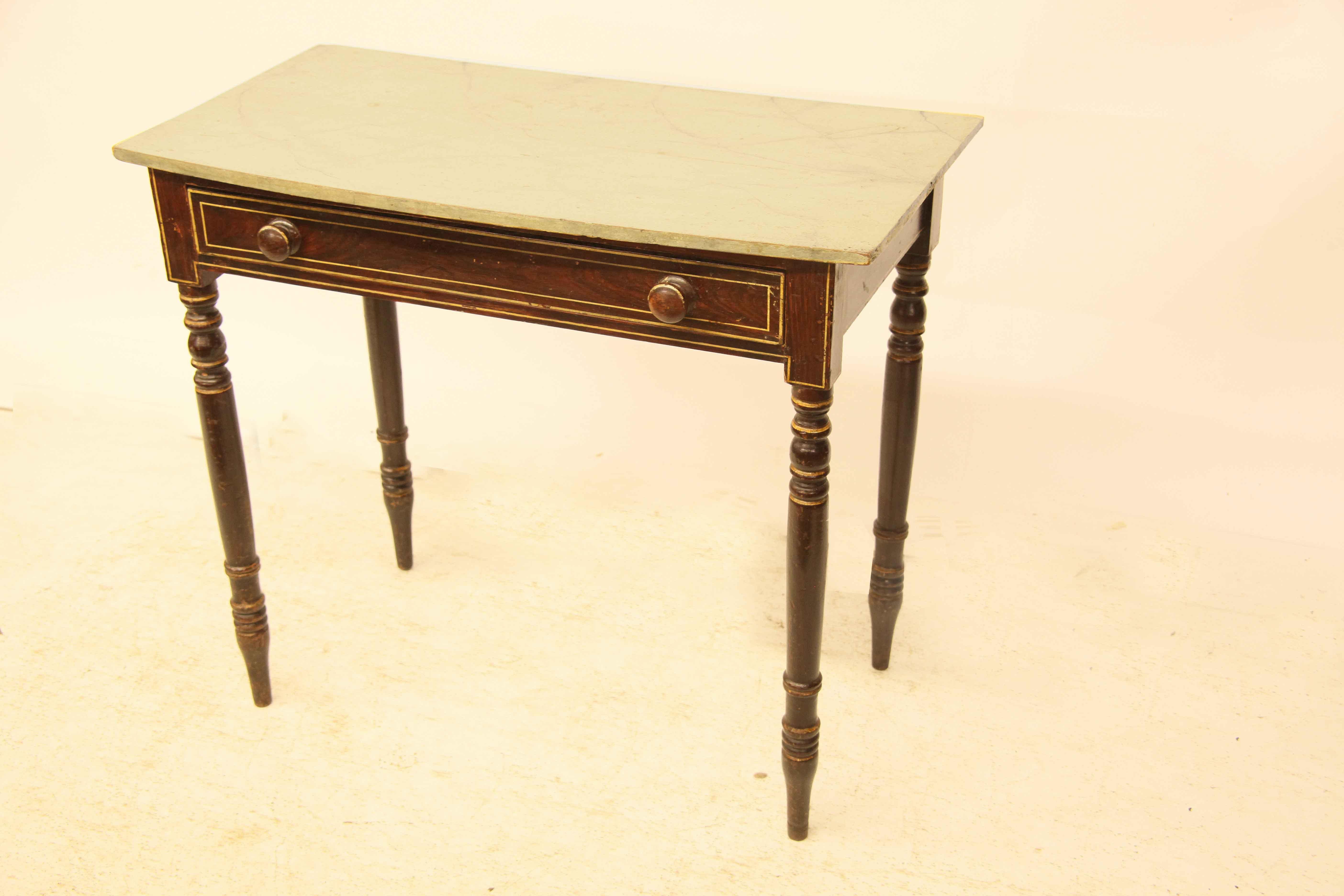 English Grain Painted Bow Front Side Table For Sale
