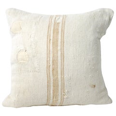 Grain Sack Pillow with Light Orange Vertical Stripe