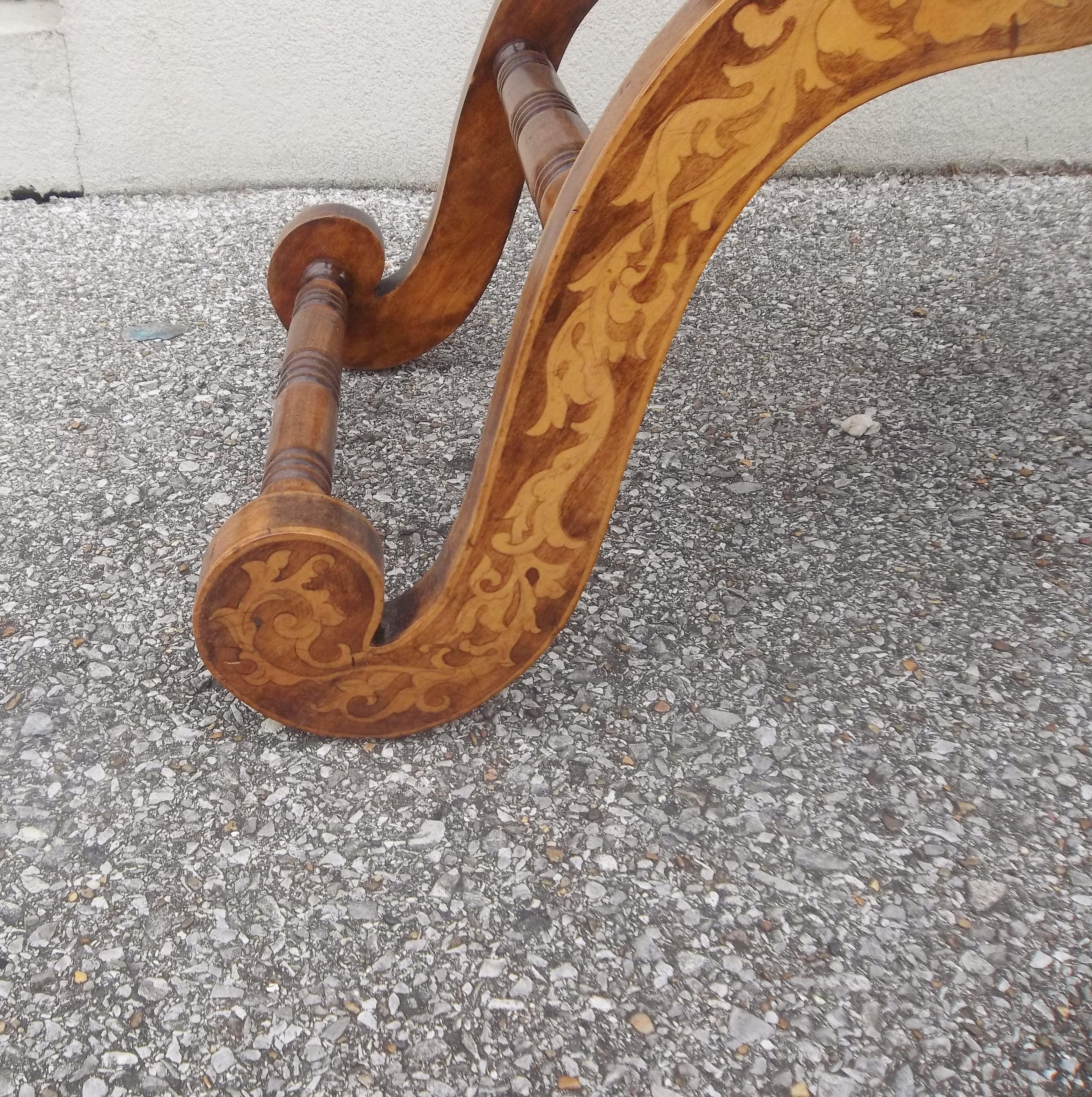 Grained English Regency Style Curule Form Window Seat or Bench 3