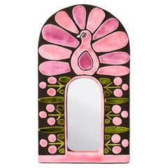 Grand miroir en céramique Graines par Mithé Espelt
