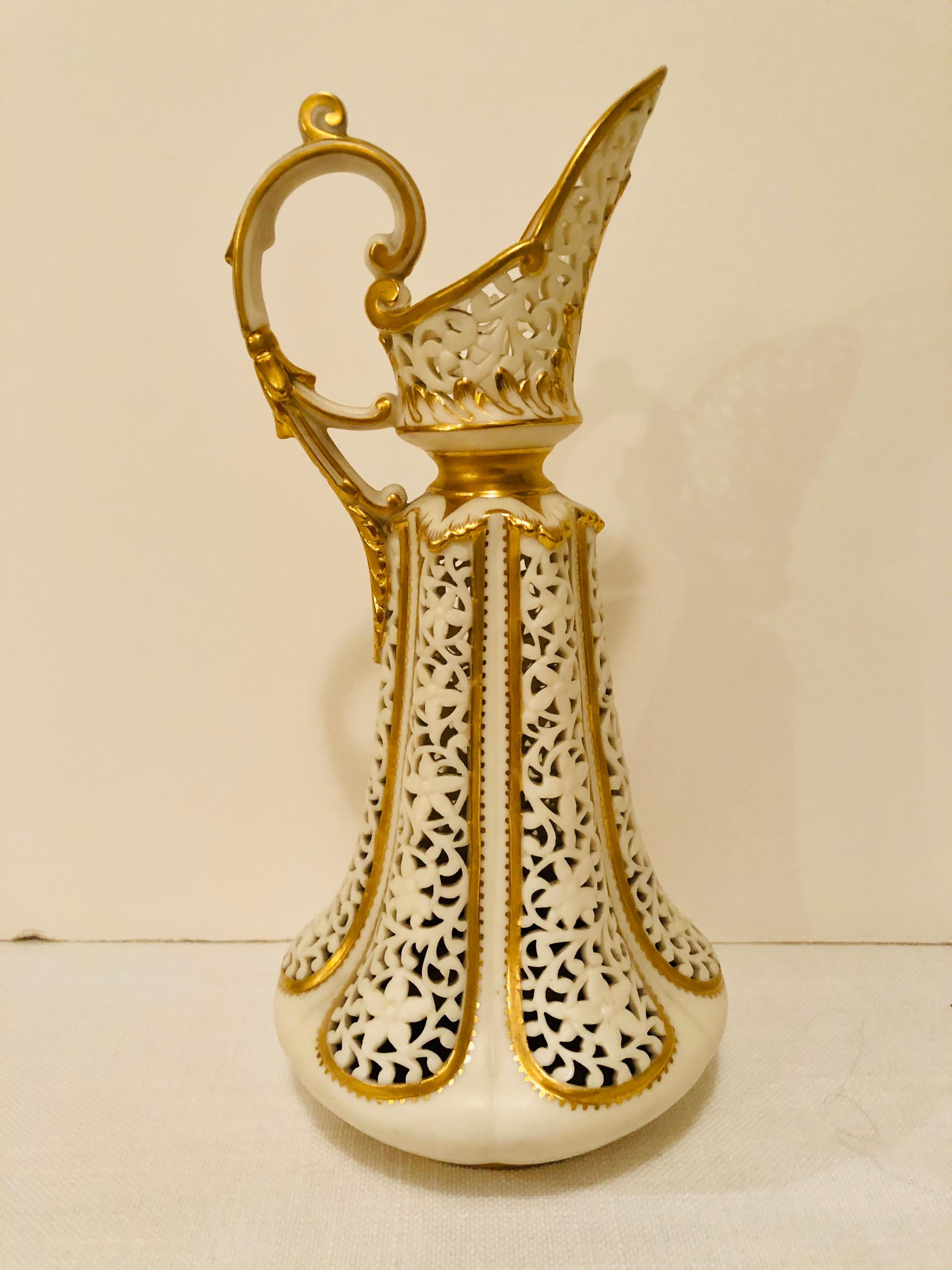 Look at the exquisite intricate openwork on this Grainger and Company Worcester vase or ewer. The reticulation on this vase is masterfully executed by an expert. This vase would be a wonderful addition to any English porcelain collection. It would
