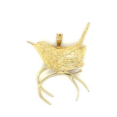 Grainger McKoy Carolina Wren Pin/Pendant in 14k Yellow Gold