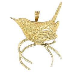 Grainger McKoy Carolina Wren Pin/Pendant in 14k Yellow Gold