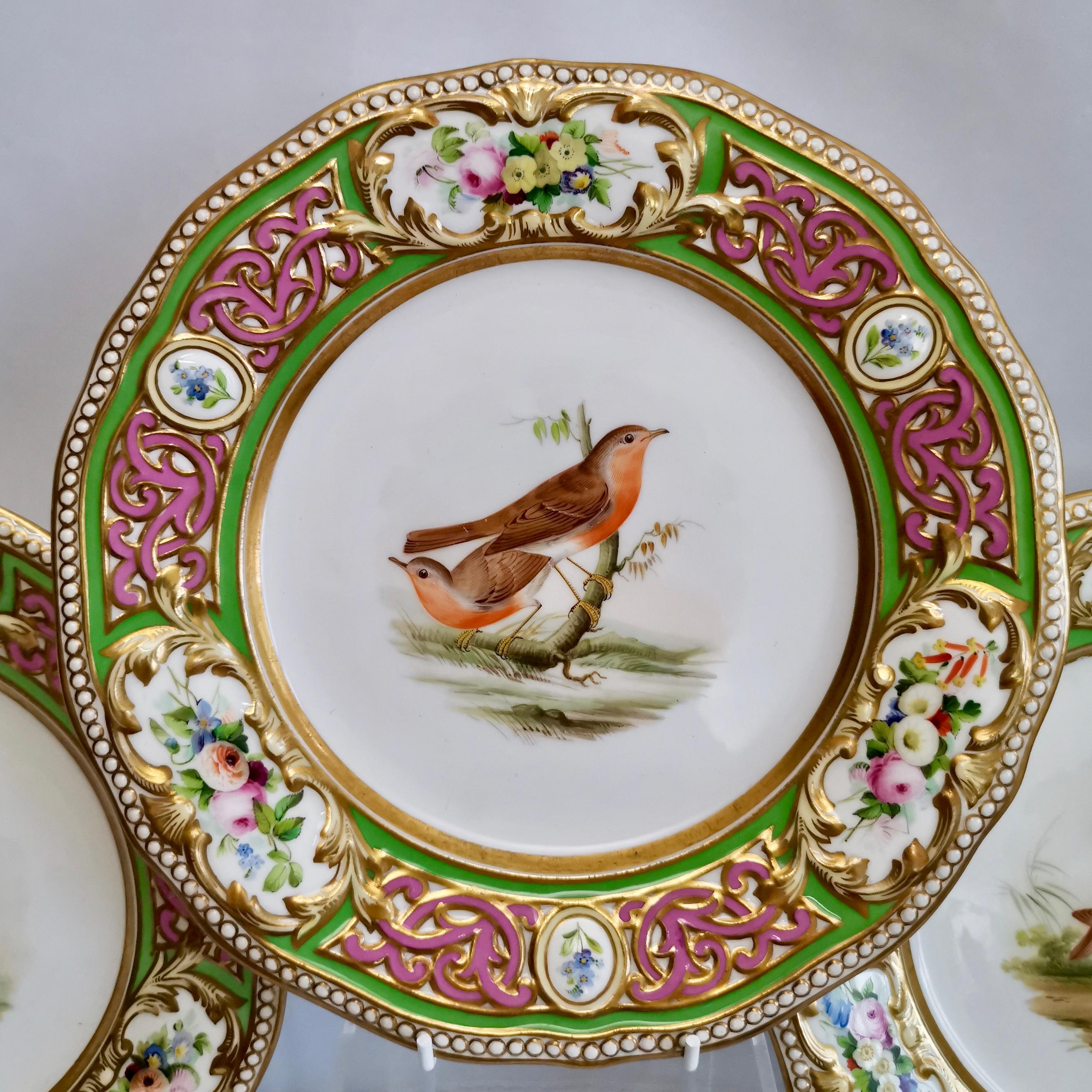 English Grainger Worcester Porcelain Dessert Service, Persian Revival with Birds, 1855