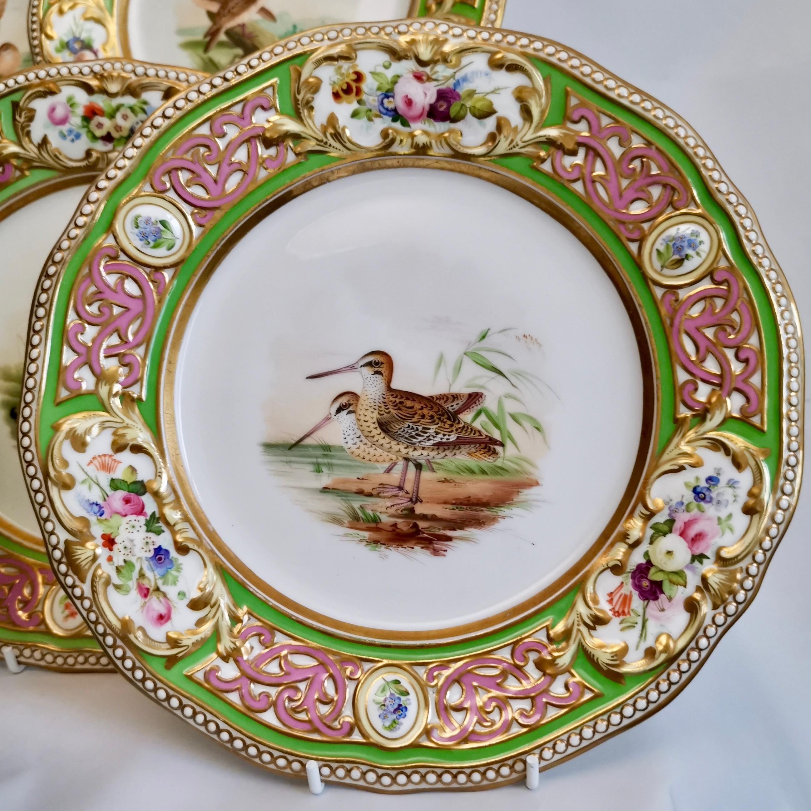 Hand-Painted Grainger Worcester Porcelain Dessert Service, Persian Revival with Birds, 1855