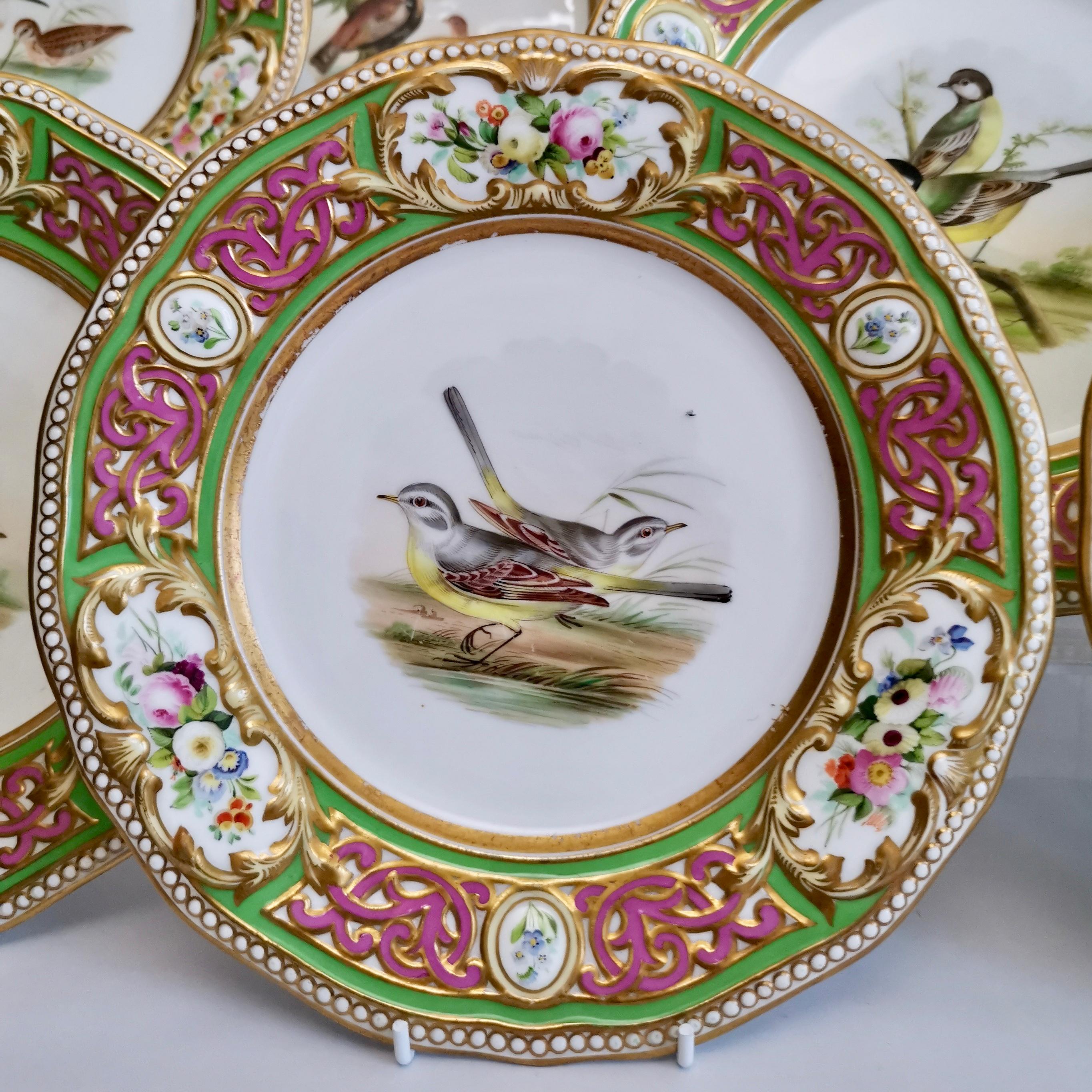 Mid-19th Century Grainger Worcester Porcelain Dessert Service, Persian Revival with Birds, 1855