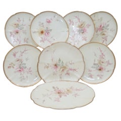 Grainger Worcester eight piece hand painted part dessert set pattern 3358
