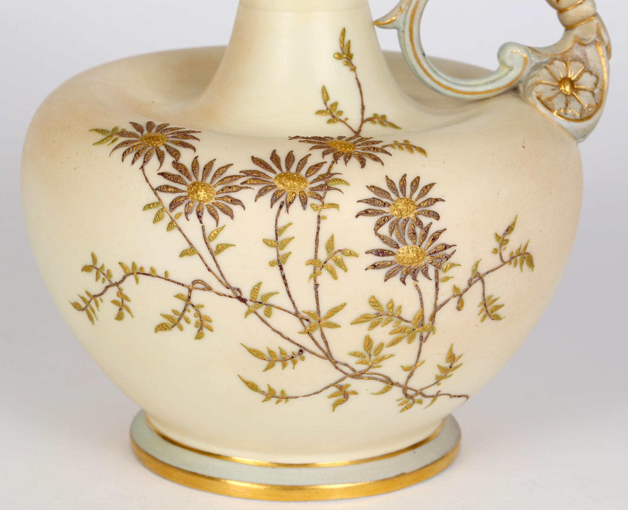 Grainger Worcester Floral Decorated Blush Ivory Porcelain Jug, 1894 For Sale 1
