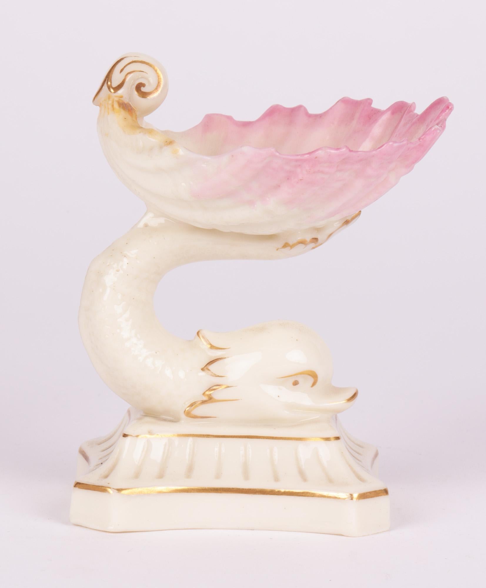 Grainger Worcester Porcelain Dolphin Support Shell Shaped Salt c.1860 For Sale 5