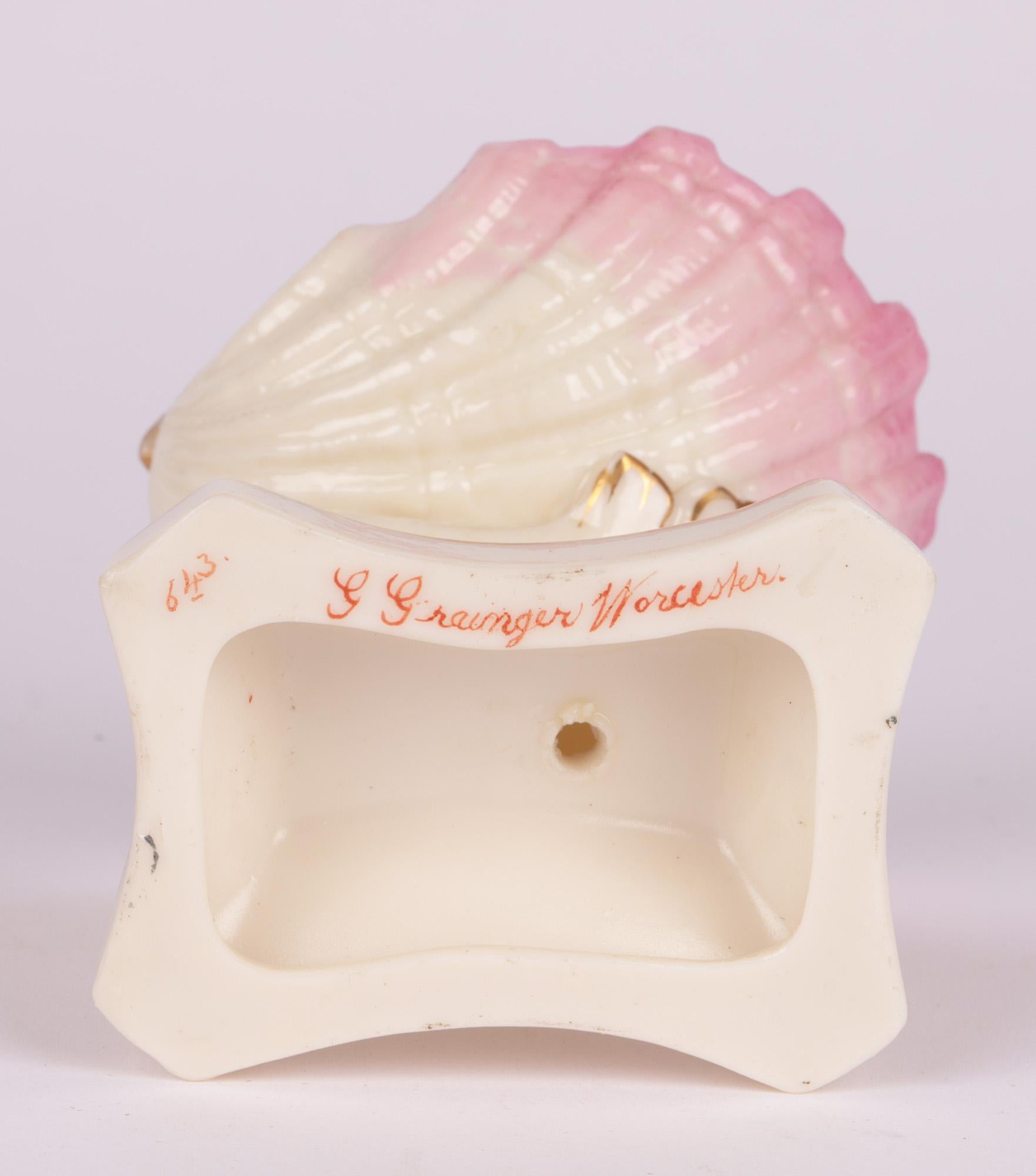 Grainger Worcester Porcelain Dolphin Support Shell Shaped Salt c.1860 For Sale 6